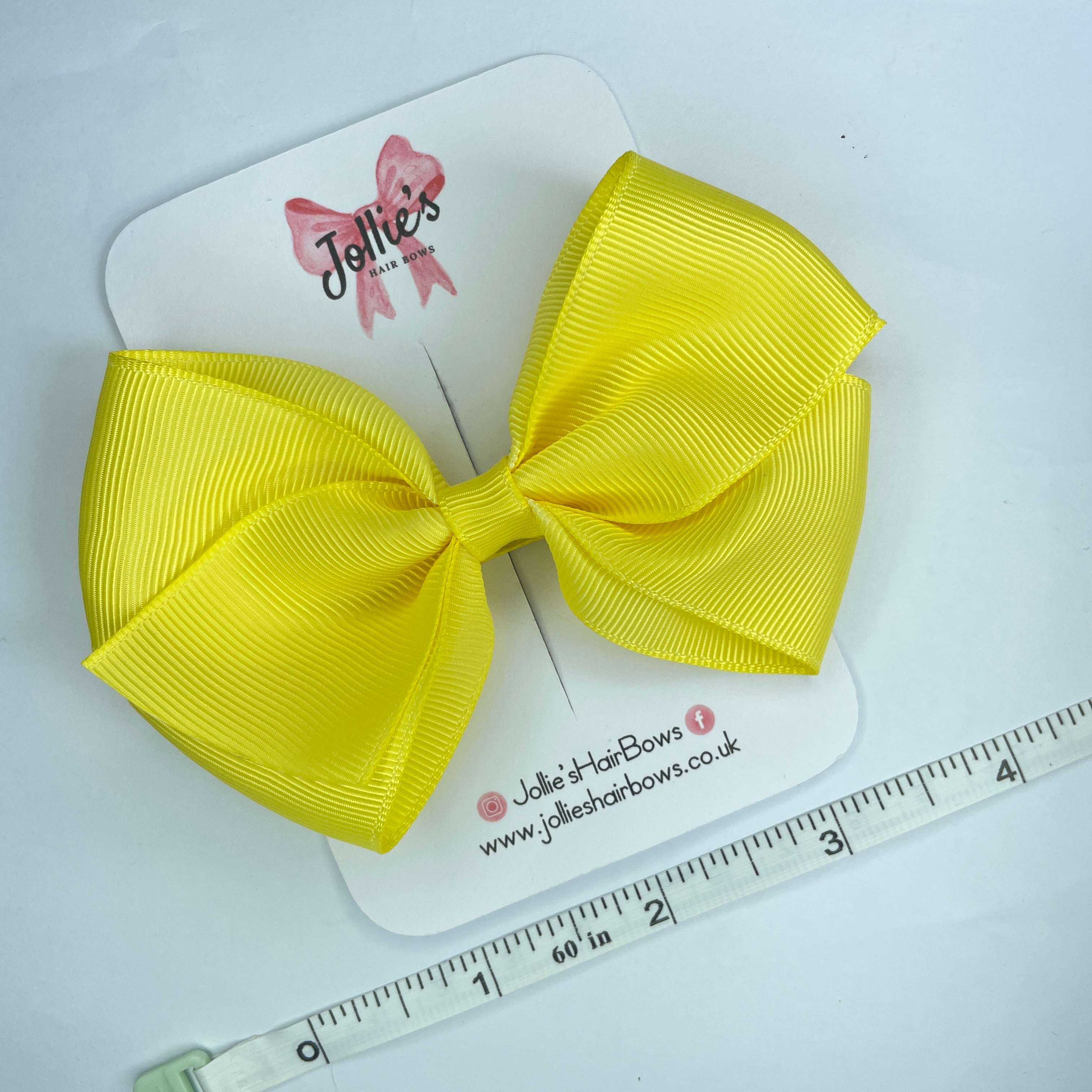 4" Lemon Hair Bow with Clip – Grosgrain Ribbon with Lined Alligator Clip