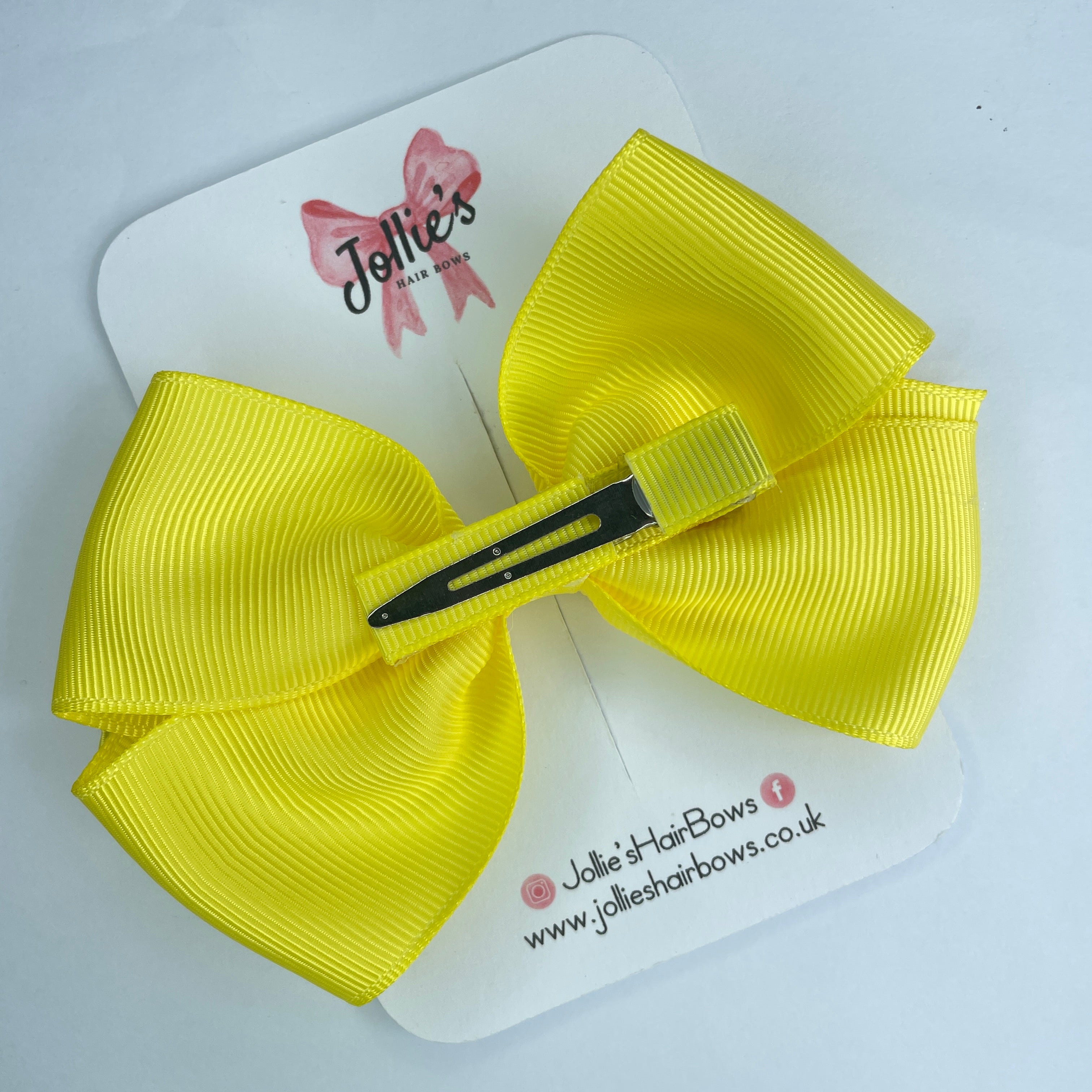 4" Lemon Hair Bow with Clip – Grosgrain Ribbon with Lined Alligator Clip