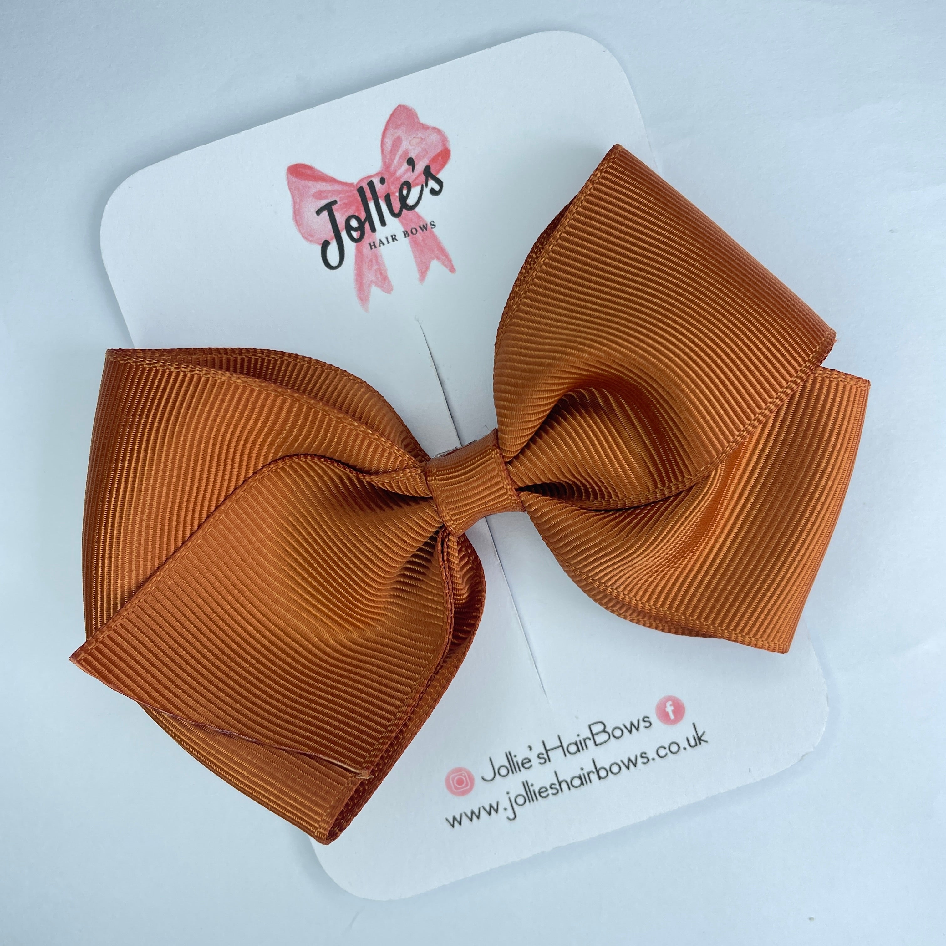 4" Copper Hair Bow with Clip – Grosgrain Ribbon with Lined Alligator Clip