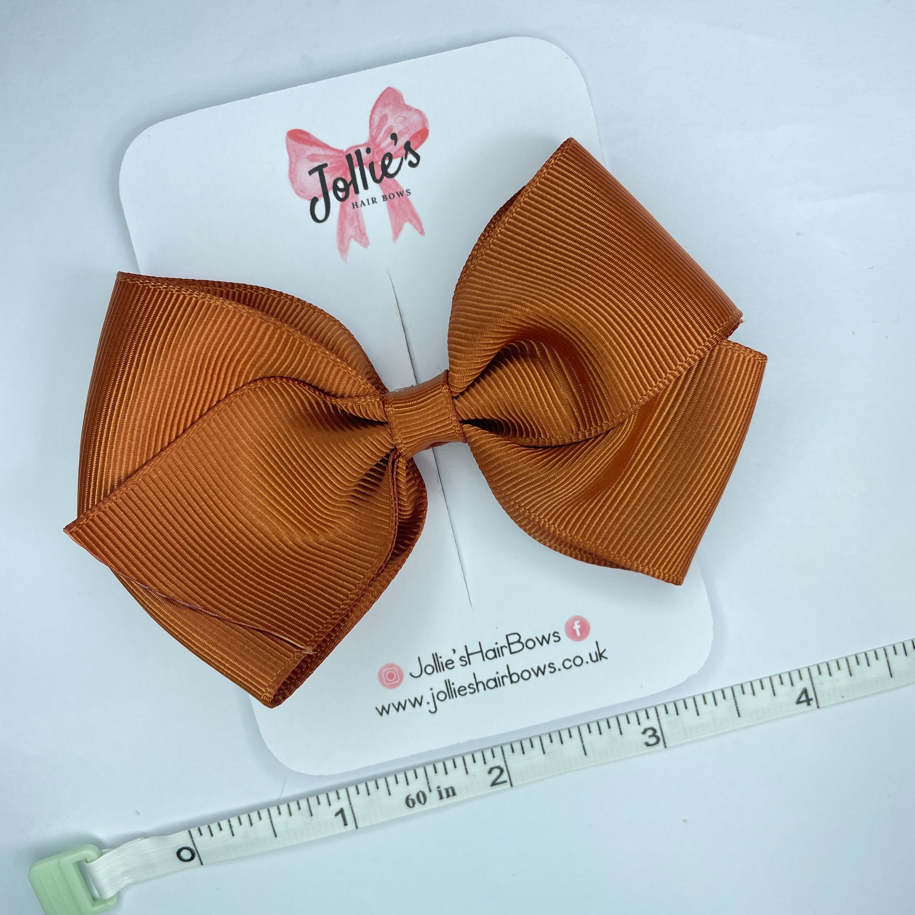4" Copper Hair Bow with Clip – Grosgrain Ribbon with Lined Alligator Clip