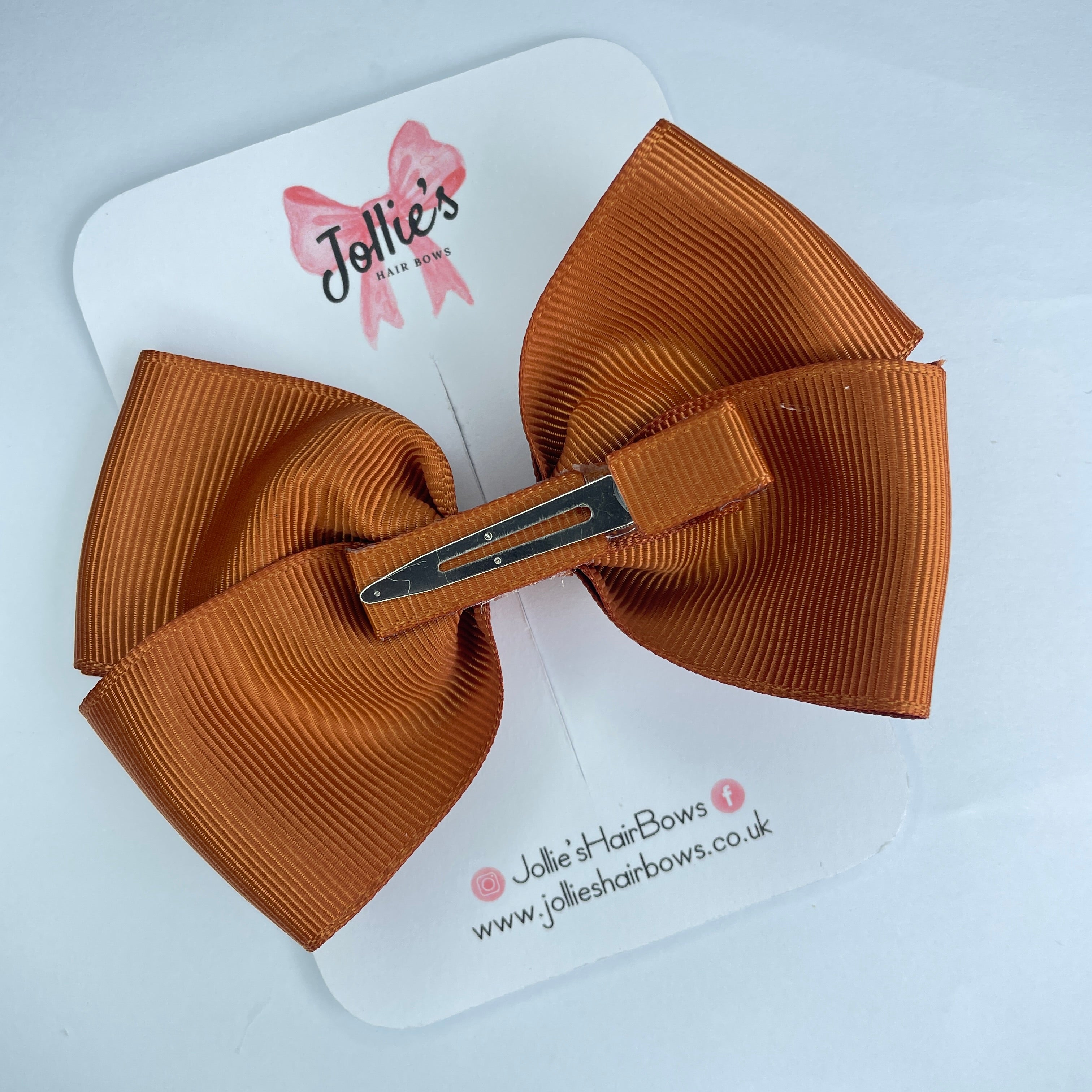 4" Copper Hair Bow with Clip – Grosgrain Ribbon with Lined Alligator Clip