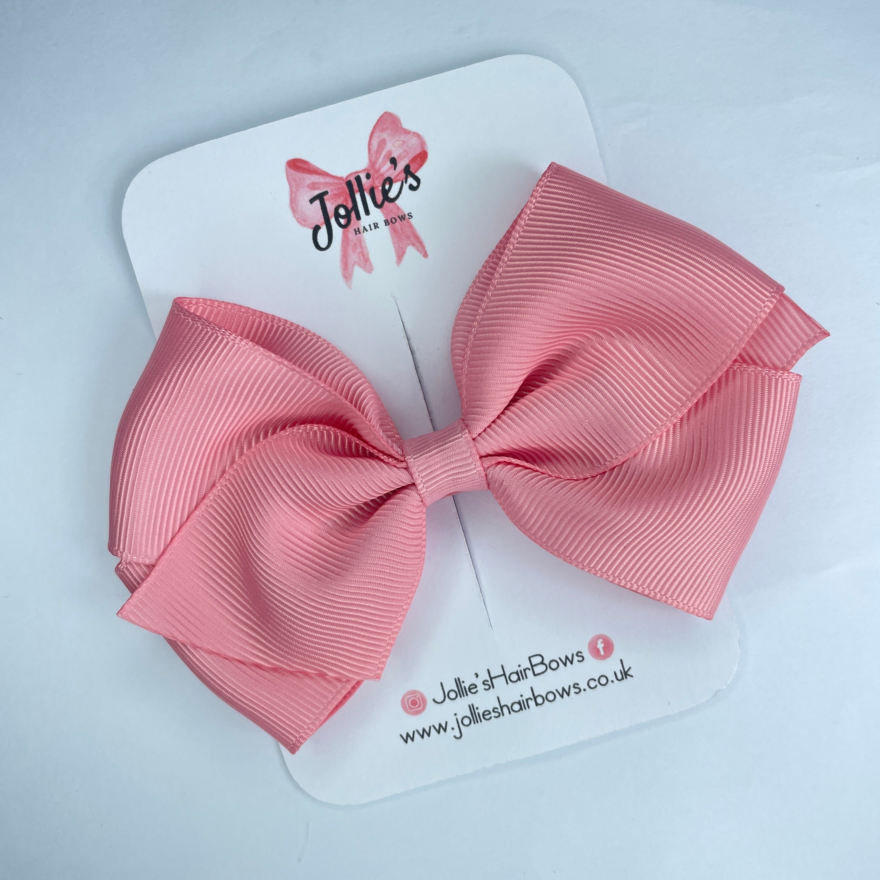 4" Peony Hair Bow with Clip – Grosgrain Ribbon with Lined Alligator Clip