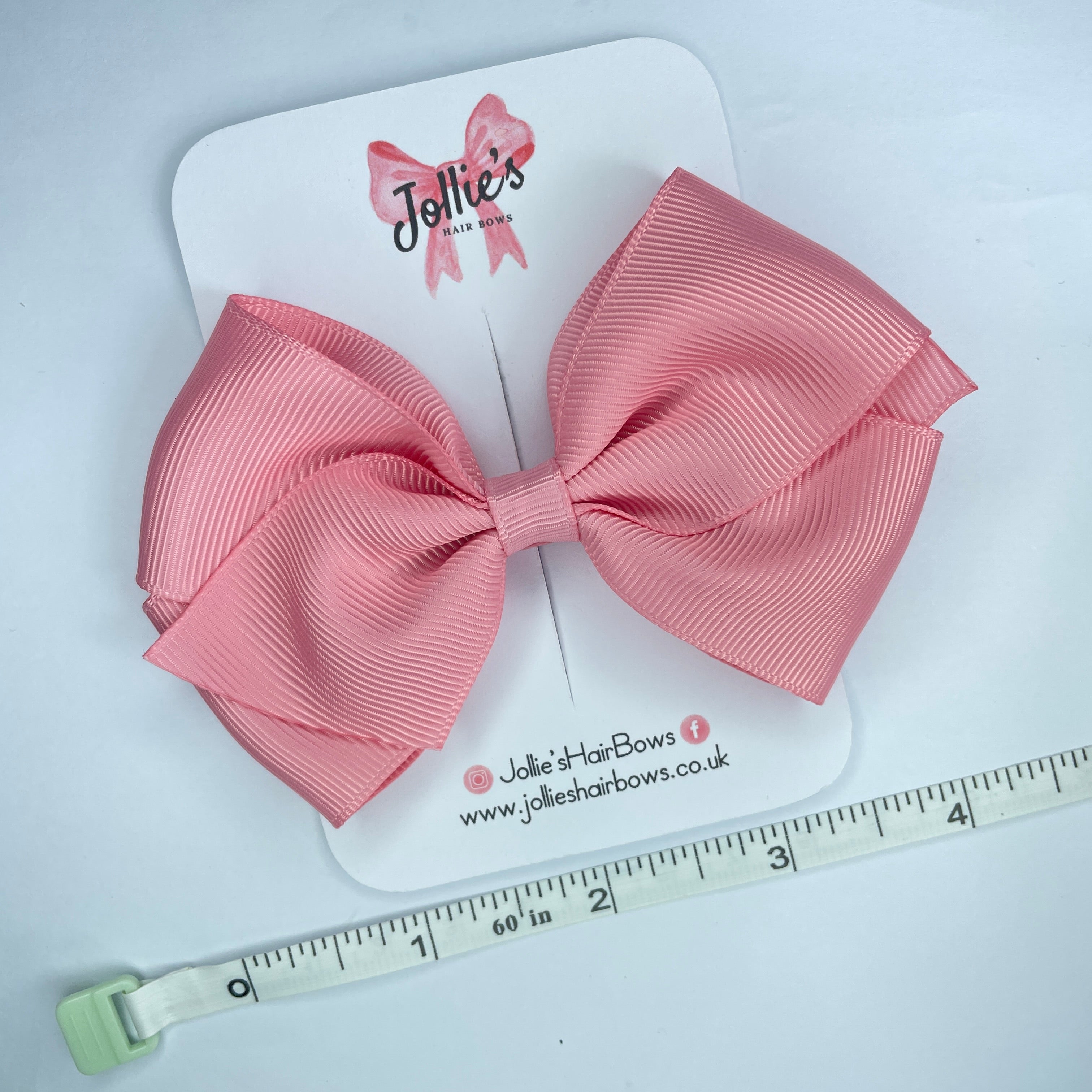 4" Peony Hair Bow with Clip – Grosgrain Ribbon with Lined Alligator Clip