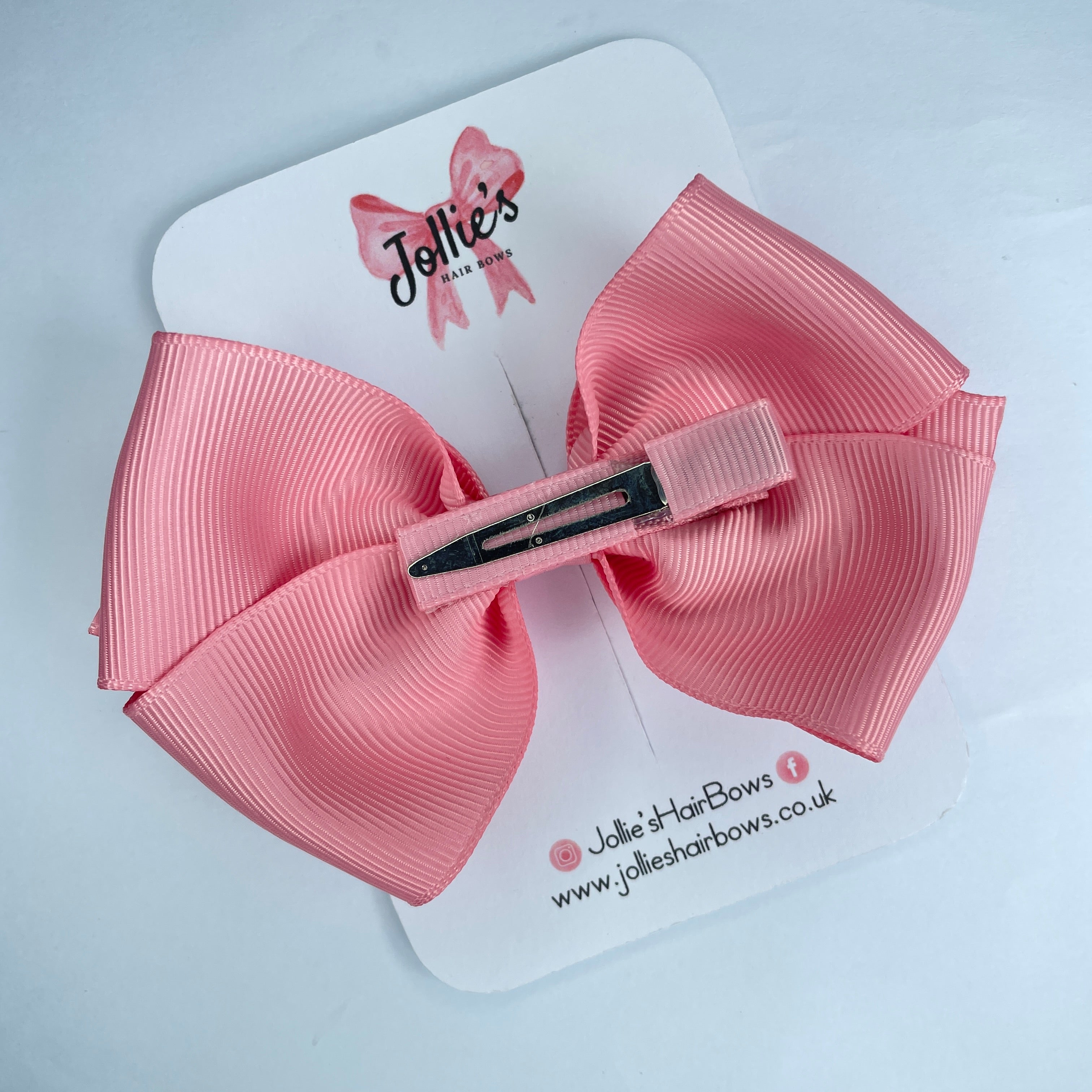 4" Peony Hair Bow with Clip – Grosgrain Ribbon with Lined Alligator Clip