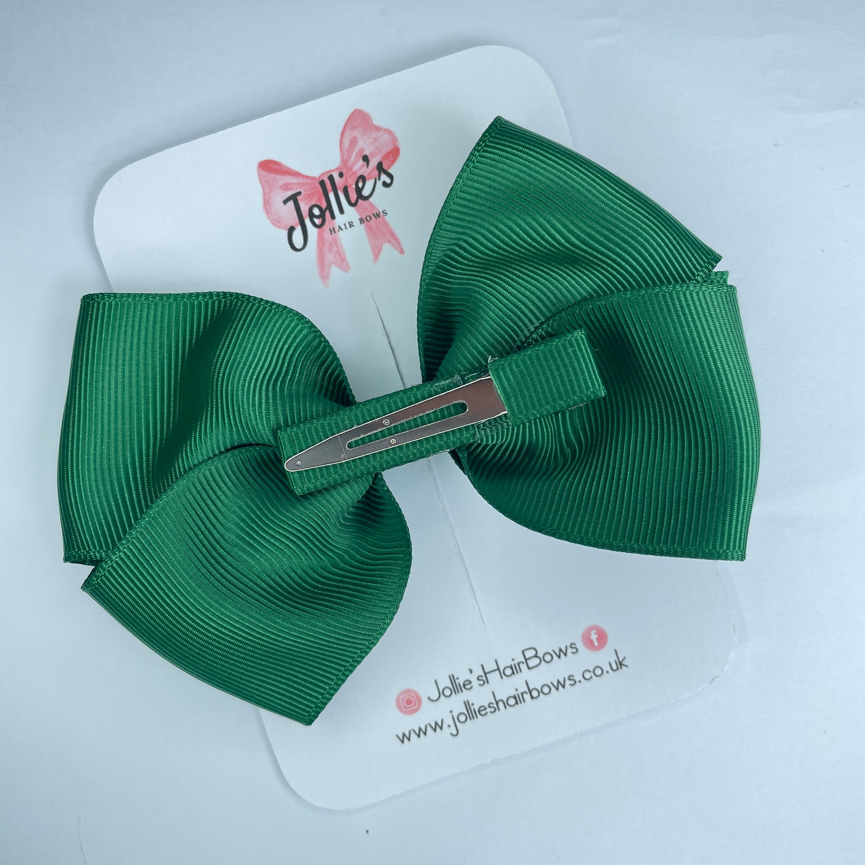 4" Forest Green Hair Bow with Clip – Grosgrain Ribbon with Lined Alligator Clip