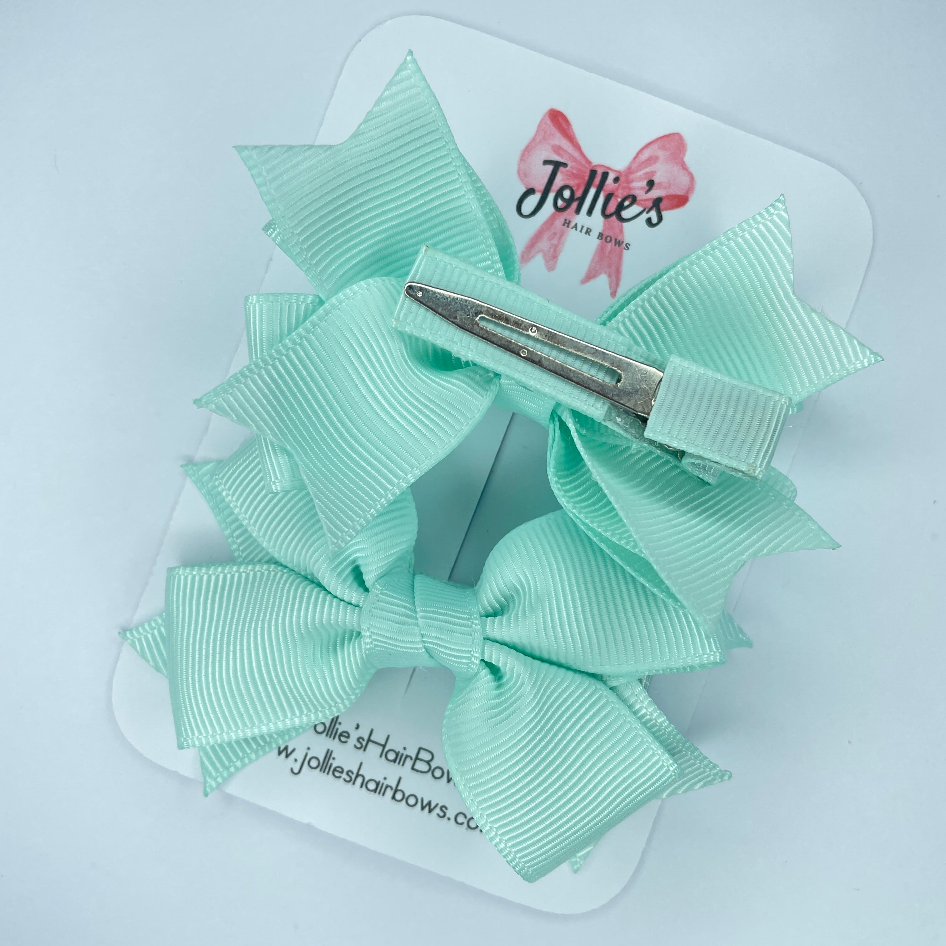 3" Crystalline Layered Hair Bows (Pair) β Grosgrain with Alligator Clip