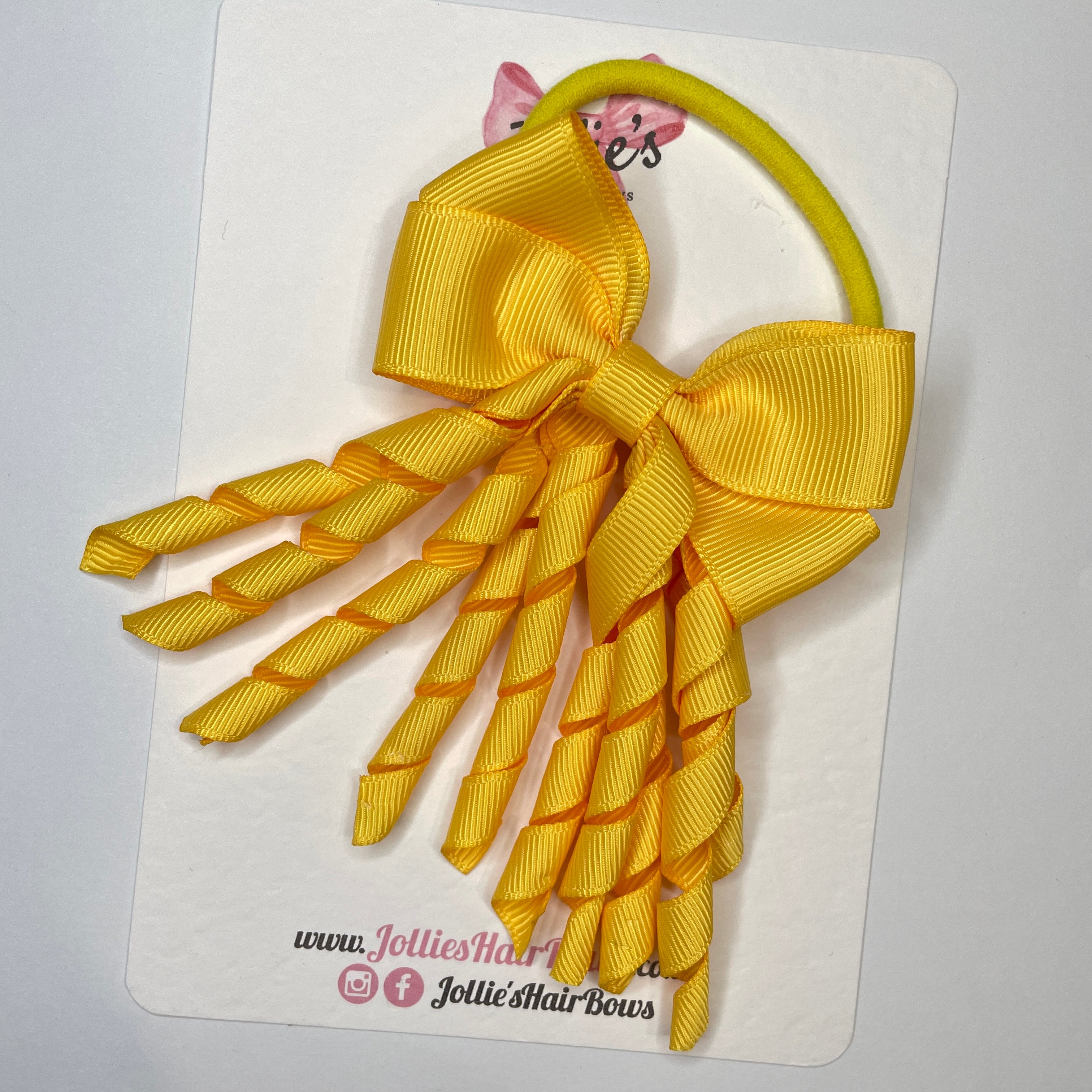 3" Yellow Gold Corker Hair Bow – Grosgrain Ribbon with Thick Elastic Bobble