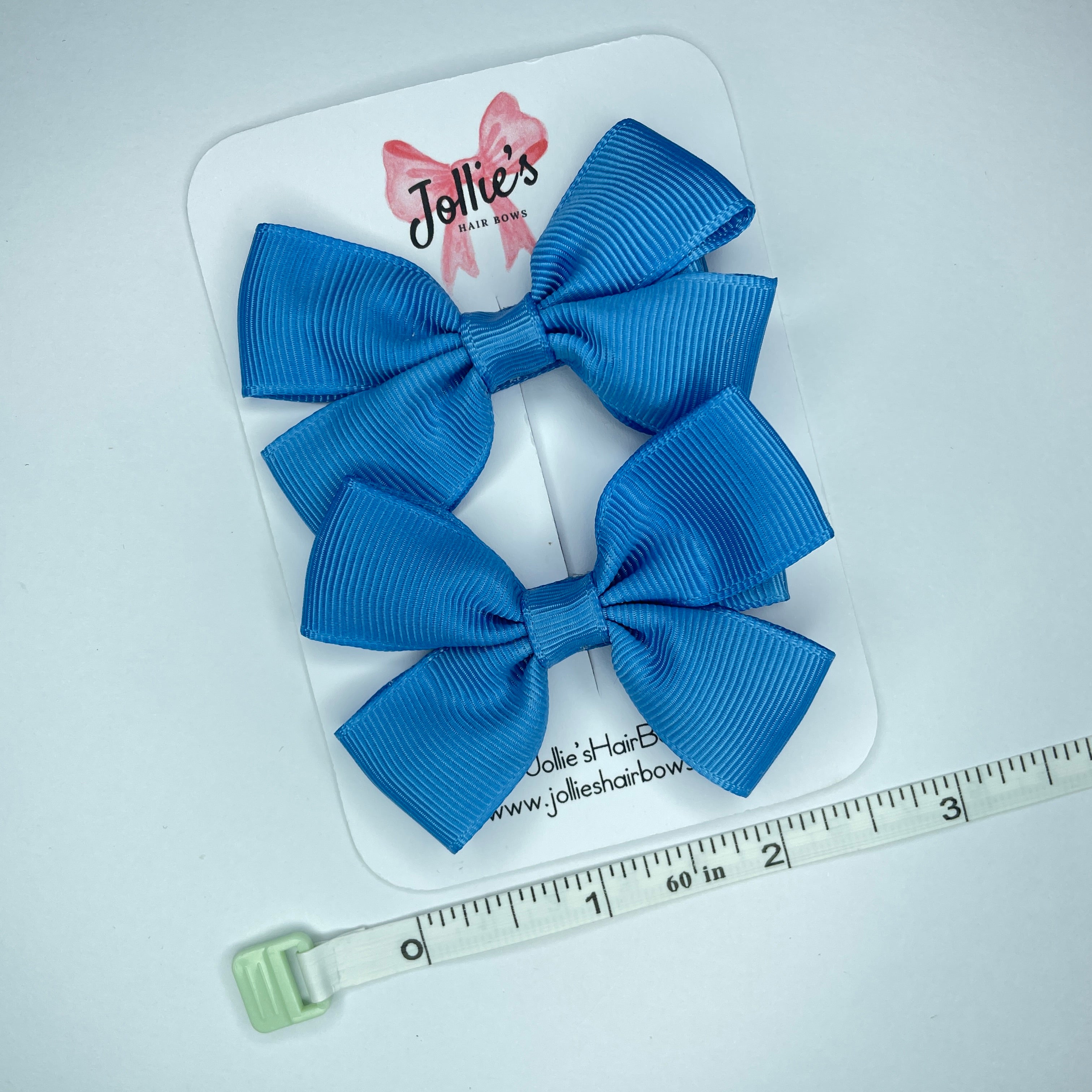 2.5" Porcelain Blue Classic Hair Bows (Pair) – Grosgrain Ribbon with Lined Alligator Clips