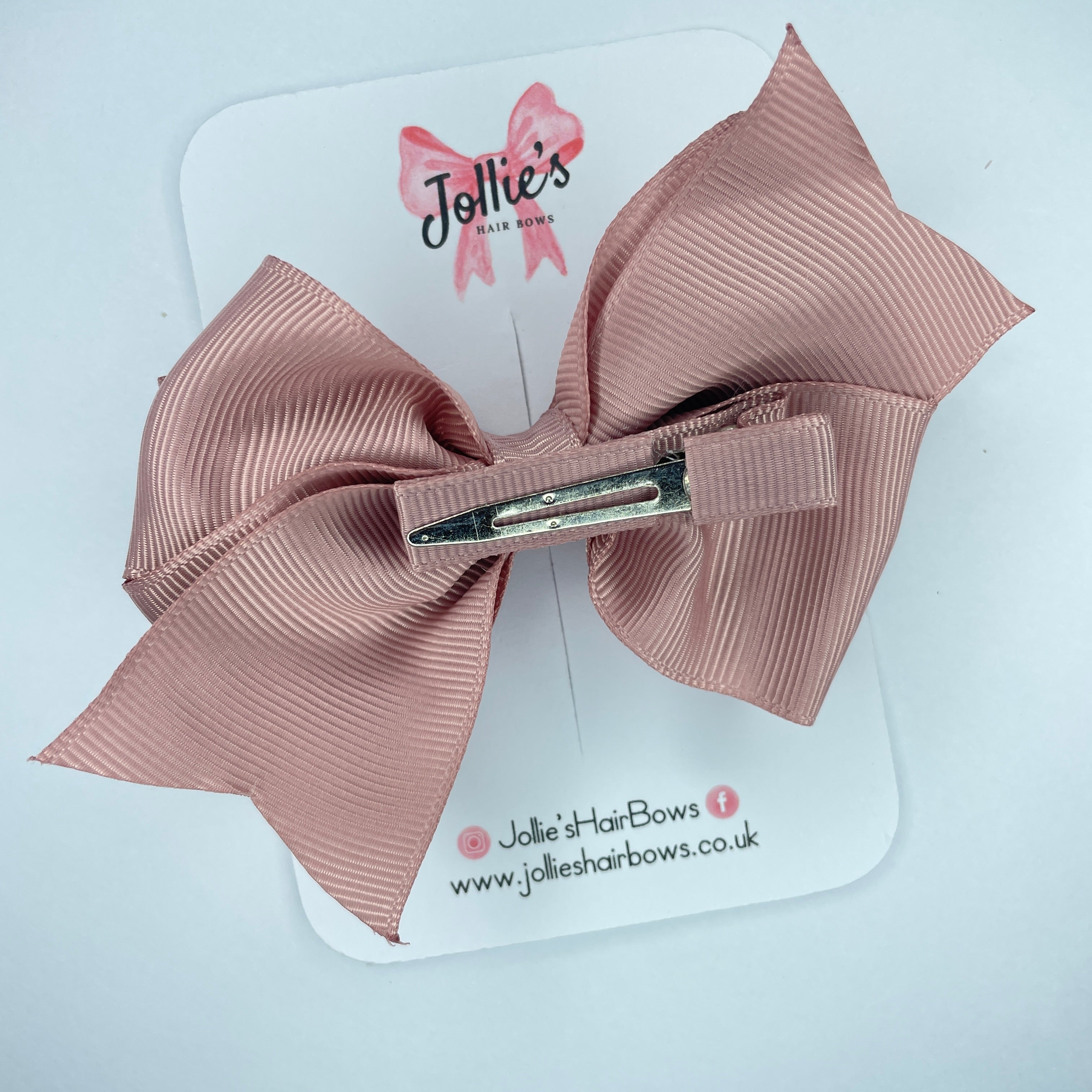 4" Antique Mauve Triple Layer Hair Bow – Grosgrain Ribbon with Lined Alligator Clip