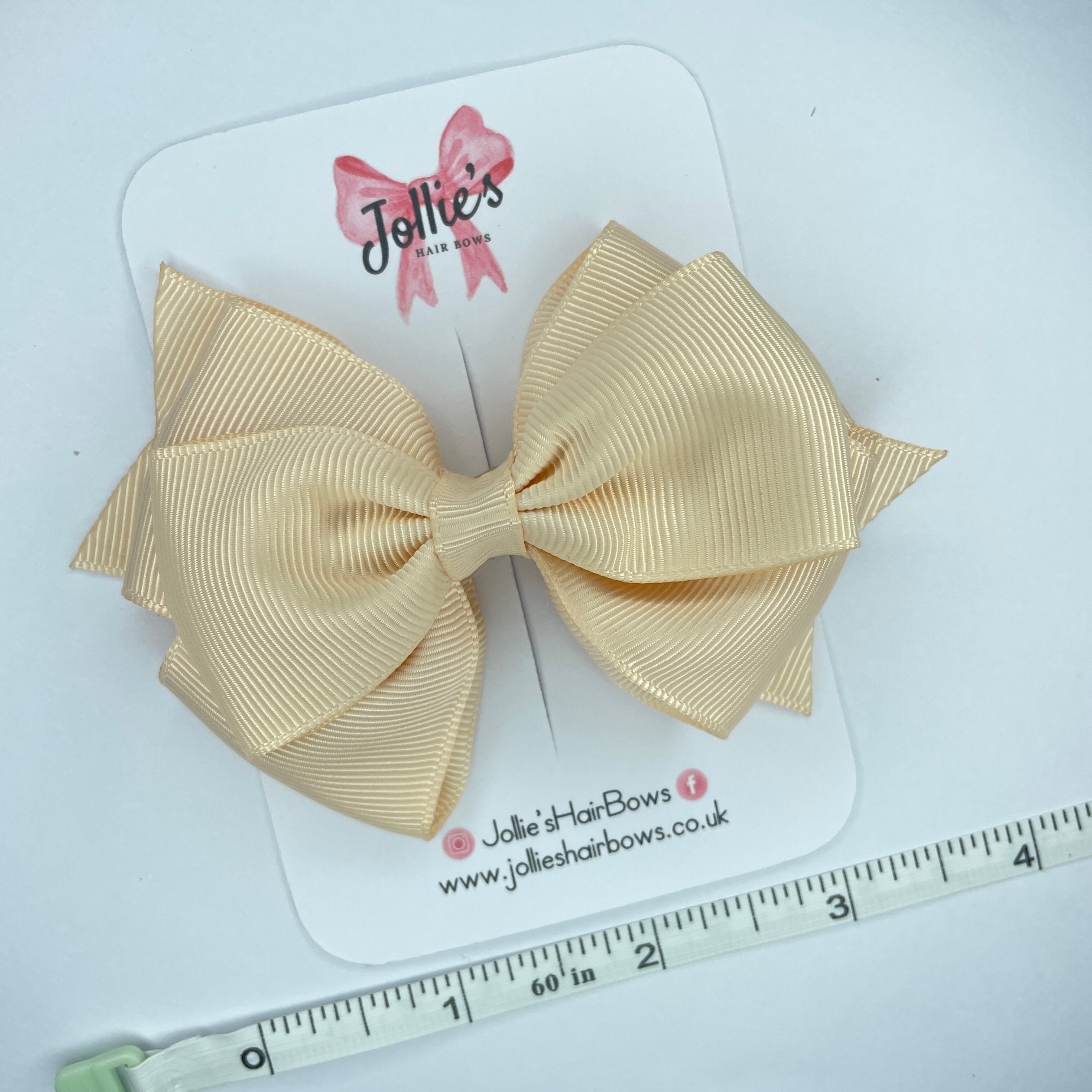 4" Nude Triple Layer Hair Bow – Grosgrain Ribbon with Lined Alligator Clip