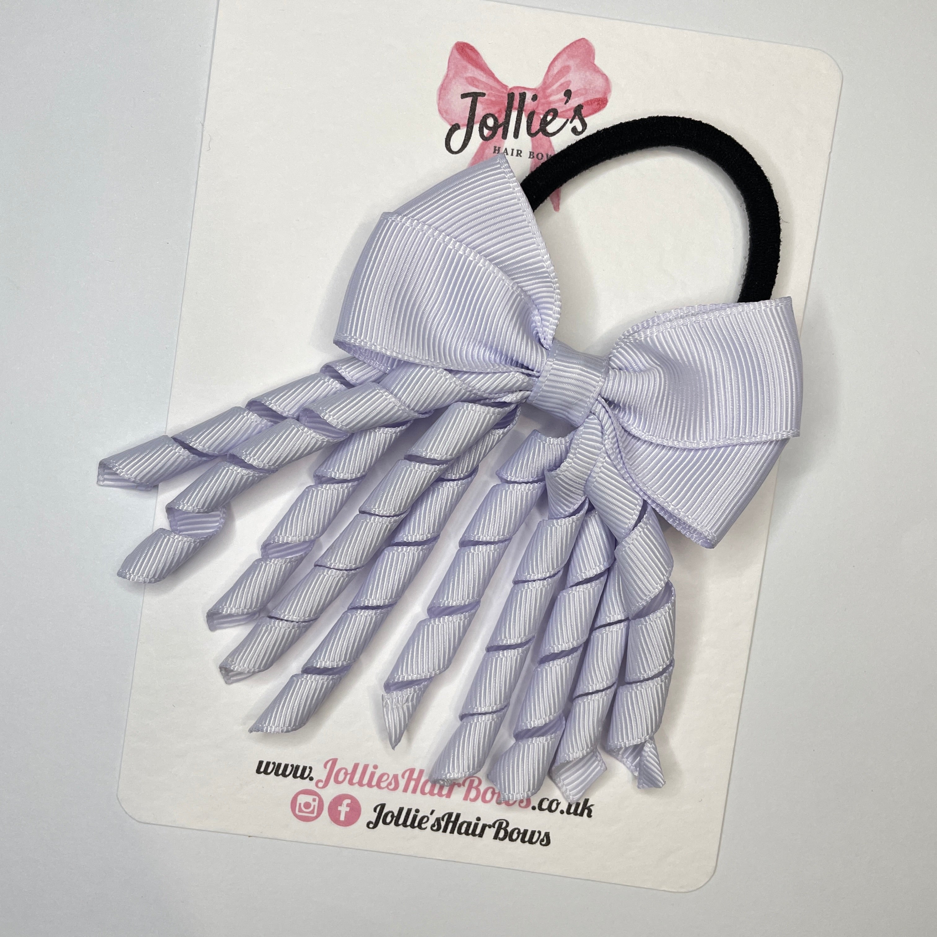 3" Lilac Mist Corker Hair Bow – Grosgrain Ribbon with Thick Elastic Bobble