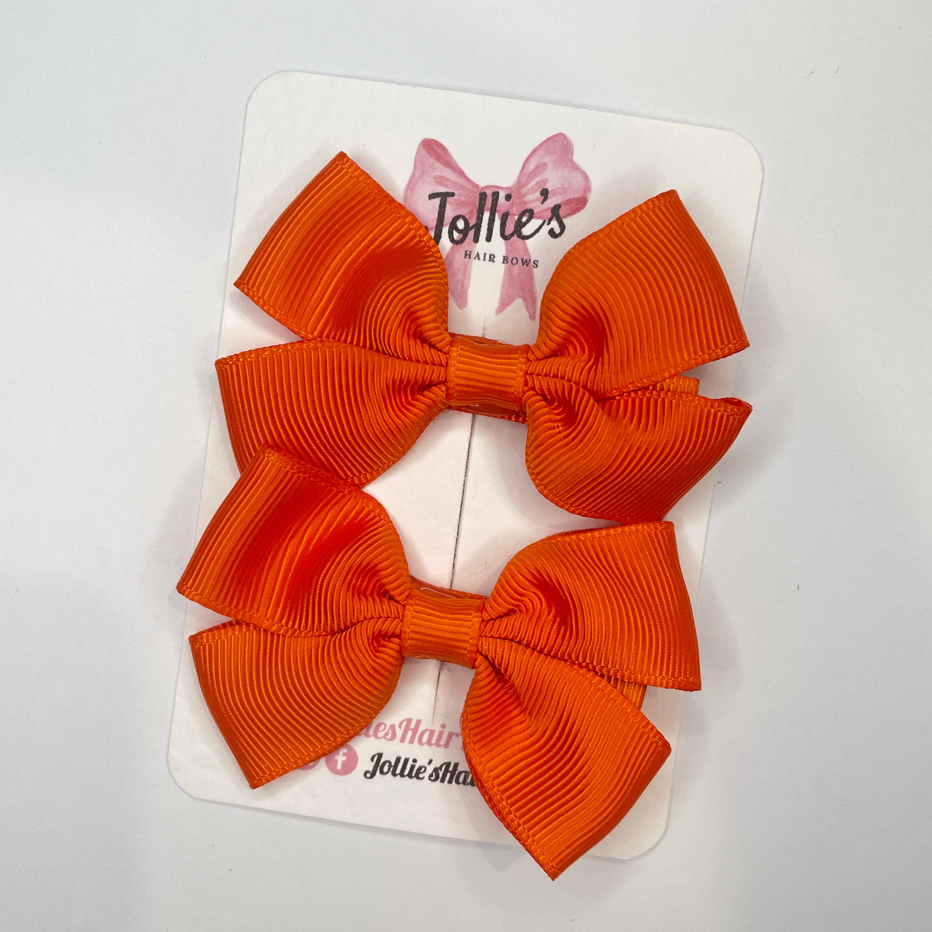 2.5" Russet Orange Classic Hair Bows (Pair) – Grosgrain Ribbon with Lined Alligator Clips