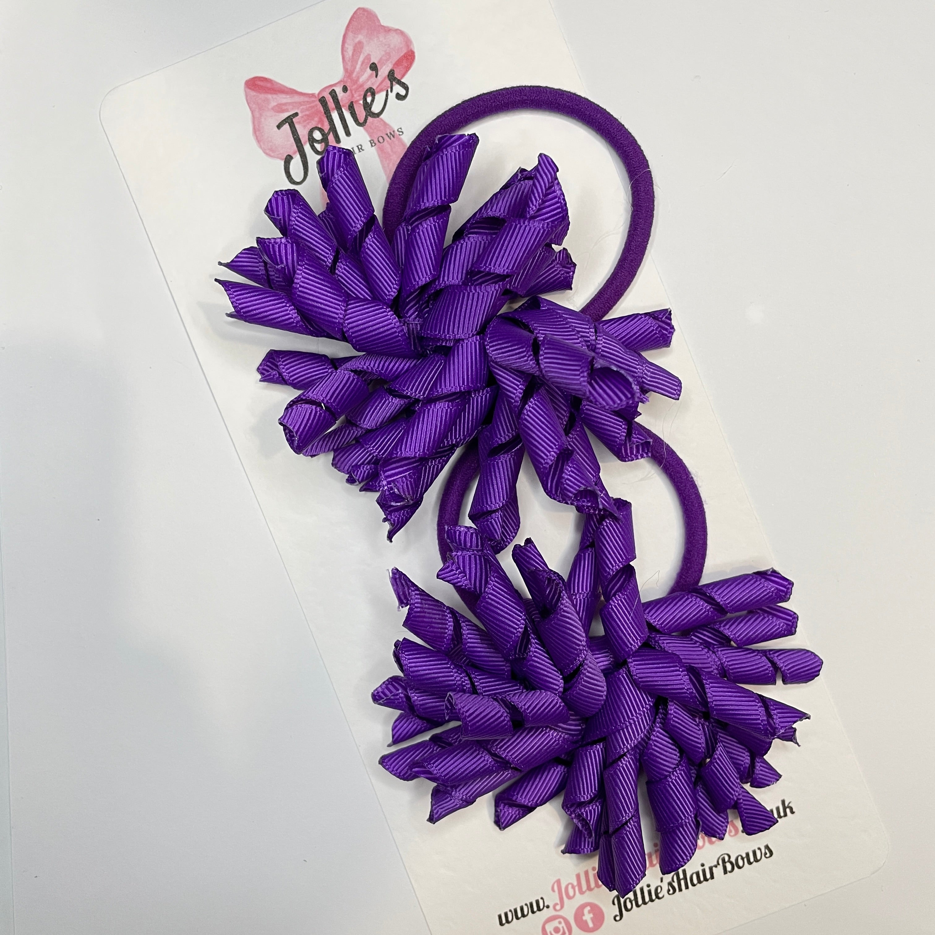 3.5" Purple Corker Hair Bows (Set with Thick Elastic Bobbles) – Grosgrain Ribbon