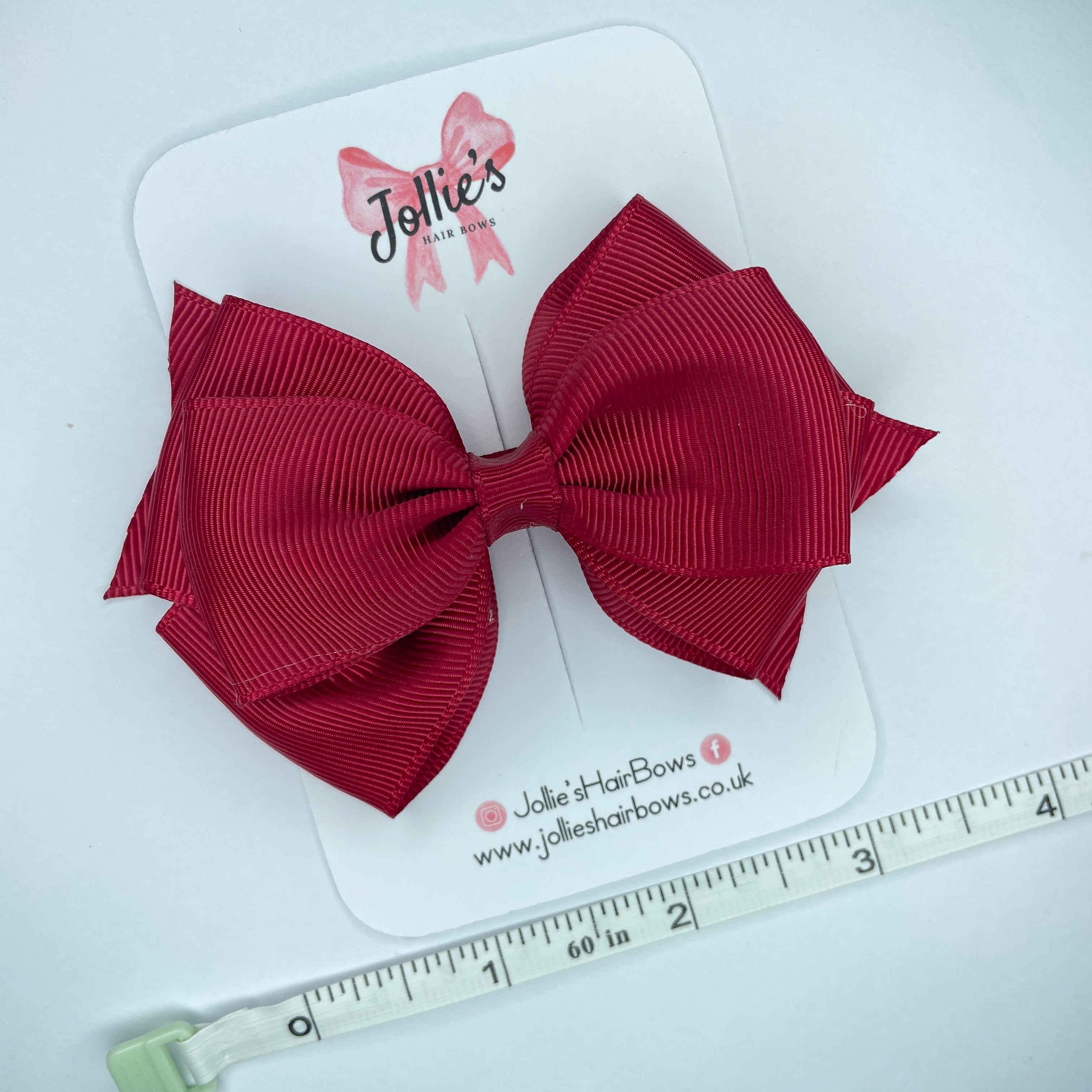 4" Scarlet Red Triple Layer Hair Bow – Grosgrain Ribbon with Lined Alligator Clip
