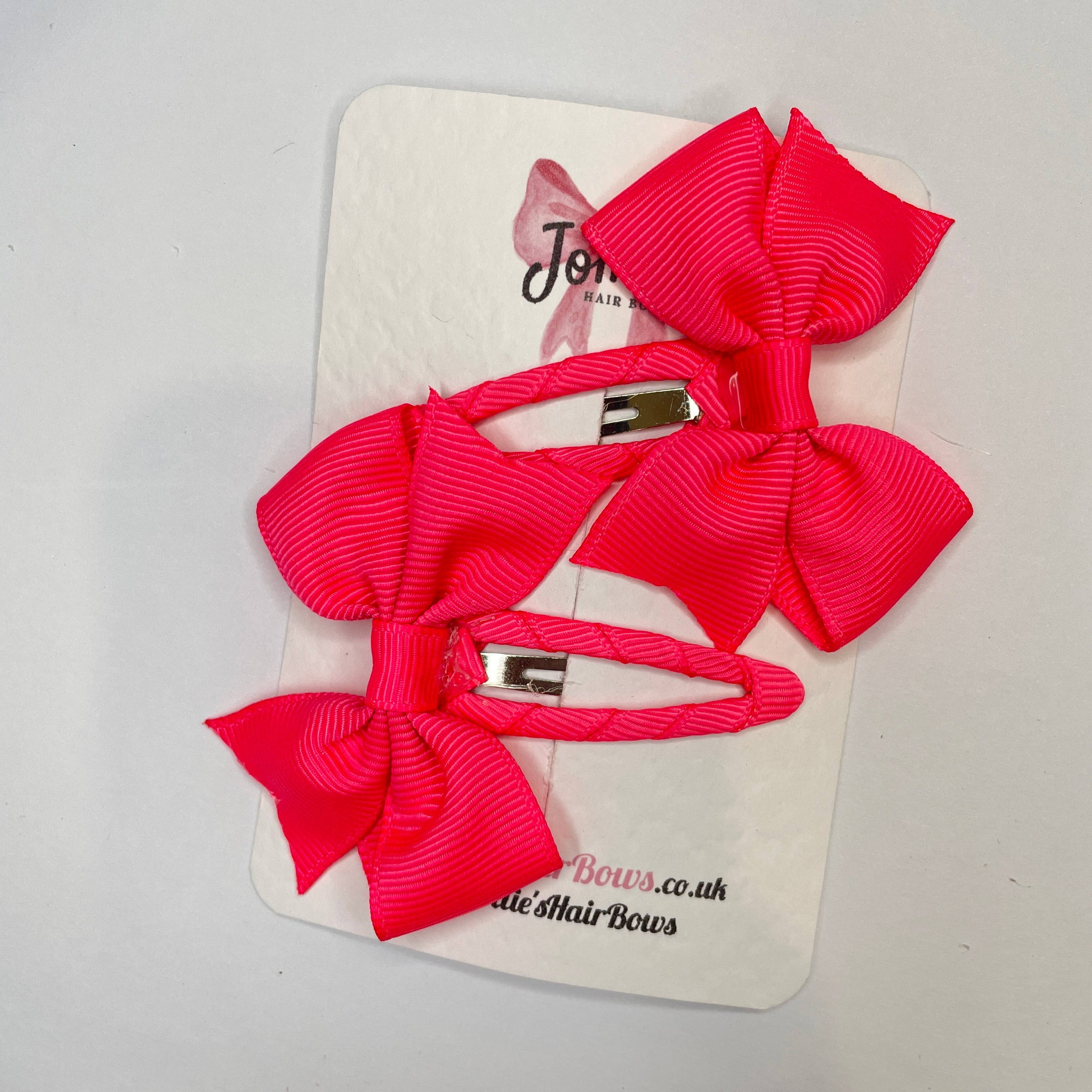 2.5" Passion Fruit Bow Snap Clips β Grosgrain Ribbon Hair Clips for Girls (Set of 2)