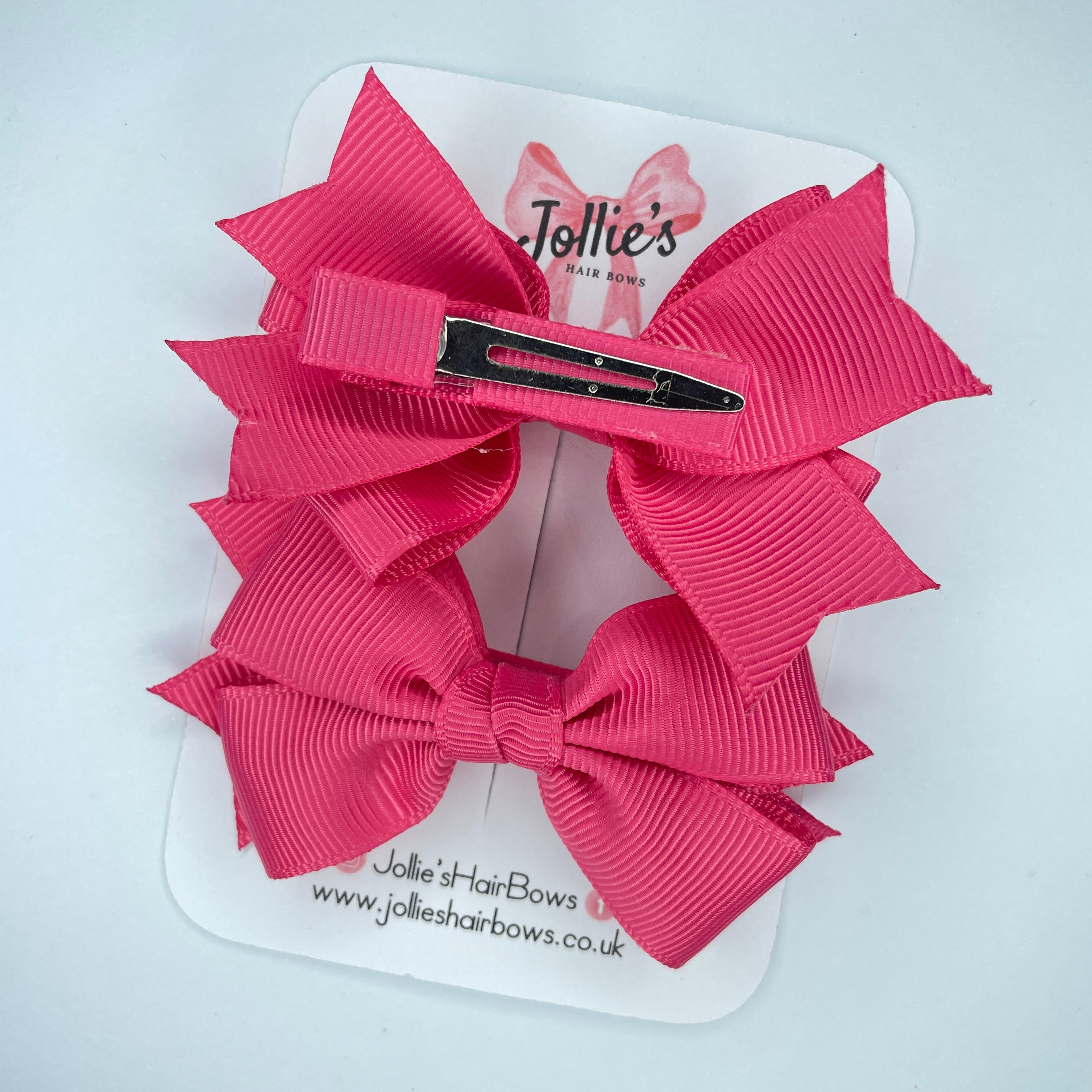 3" Camellia Rose Layered Hair Bows (Pair) β Grosgrain with Alligator Clip