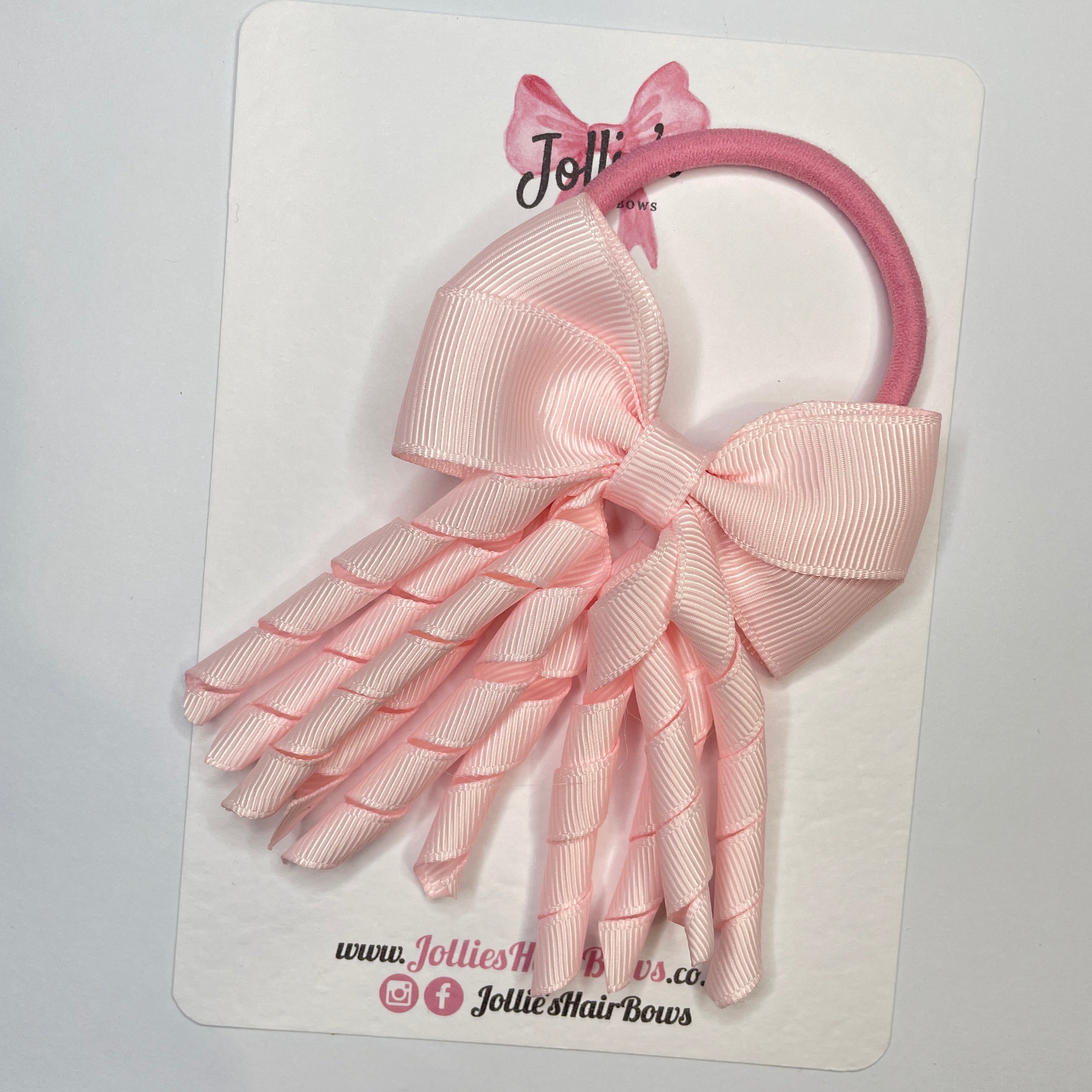 3" Powder Pink Corker Hair Bow β Grosgrain Ribbon with Thick Elastic Bobble
