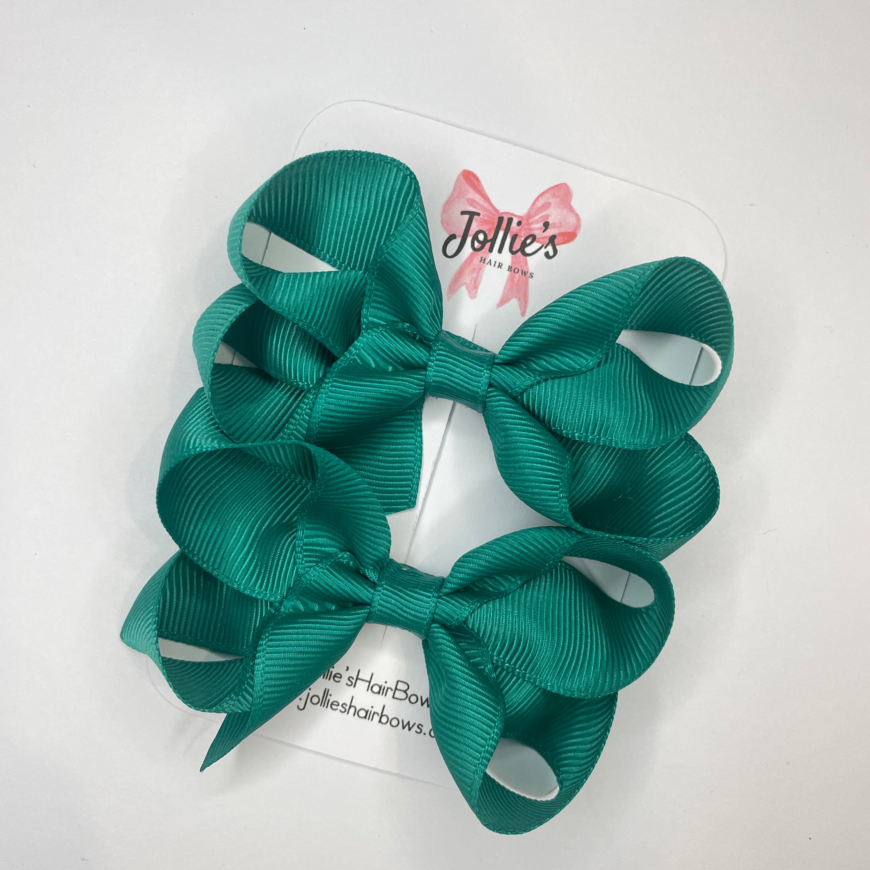 3" Mallard Twisted Hair Bow Pair – Grosgrain Ribbon Clips for Girls