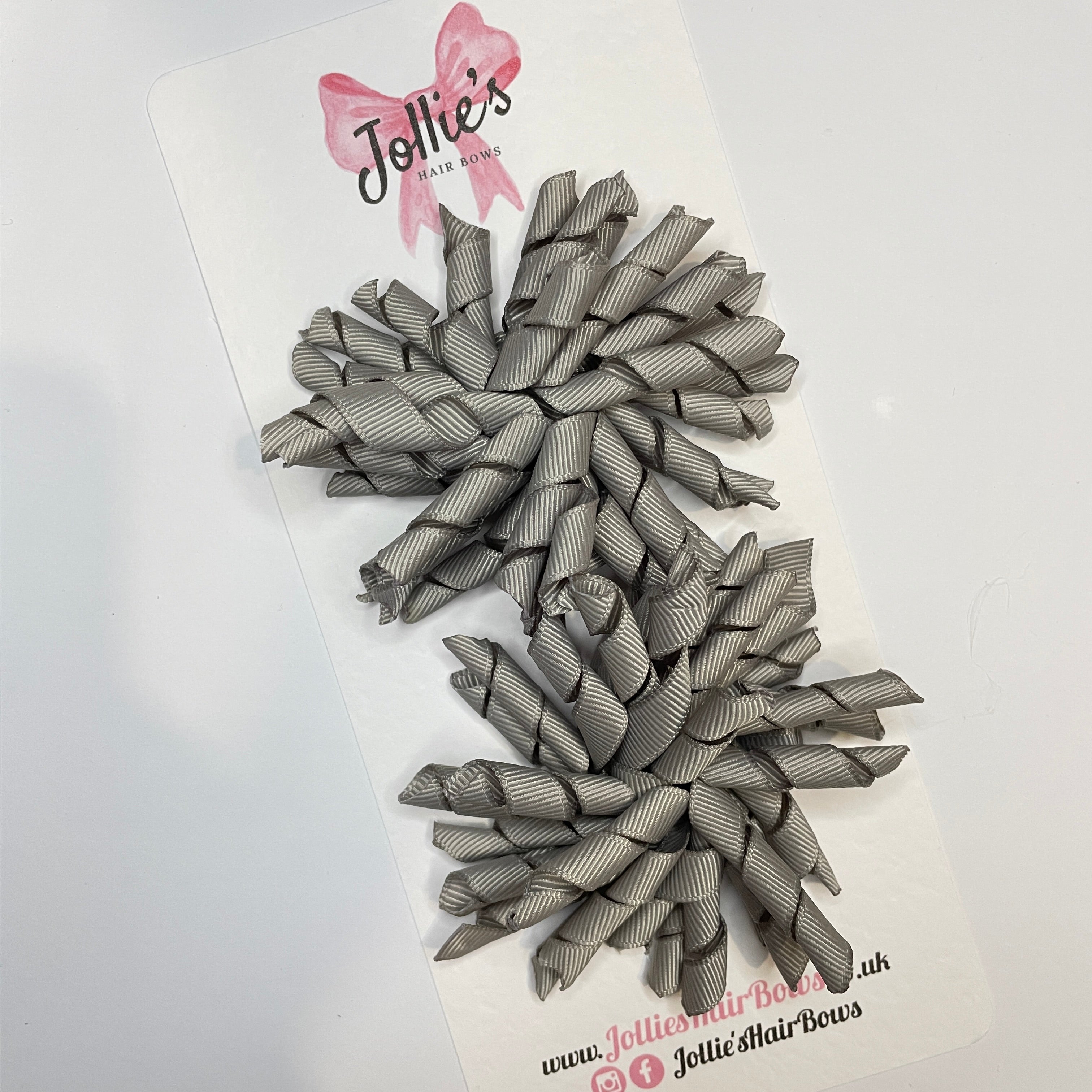 3.5" Silver Corker Hair Bows (Set with Lined Alligator Clips) – Grosgrain Ribbon