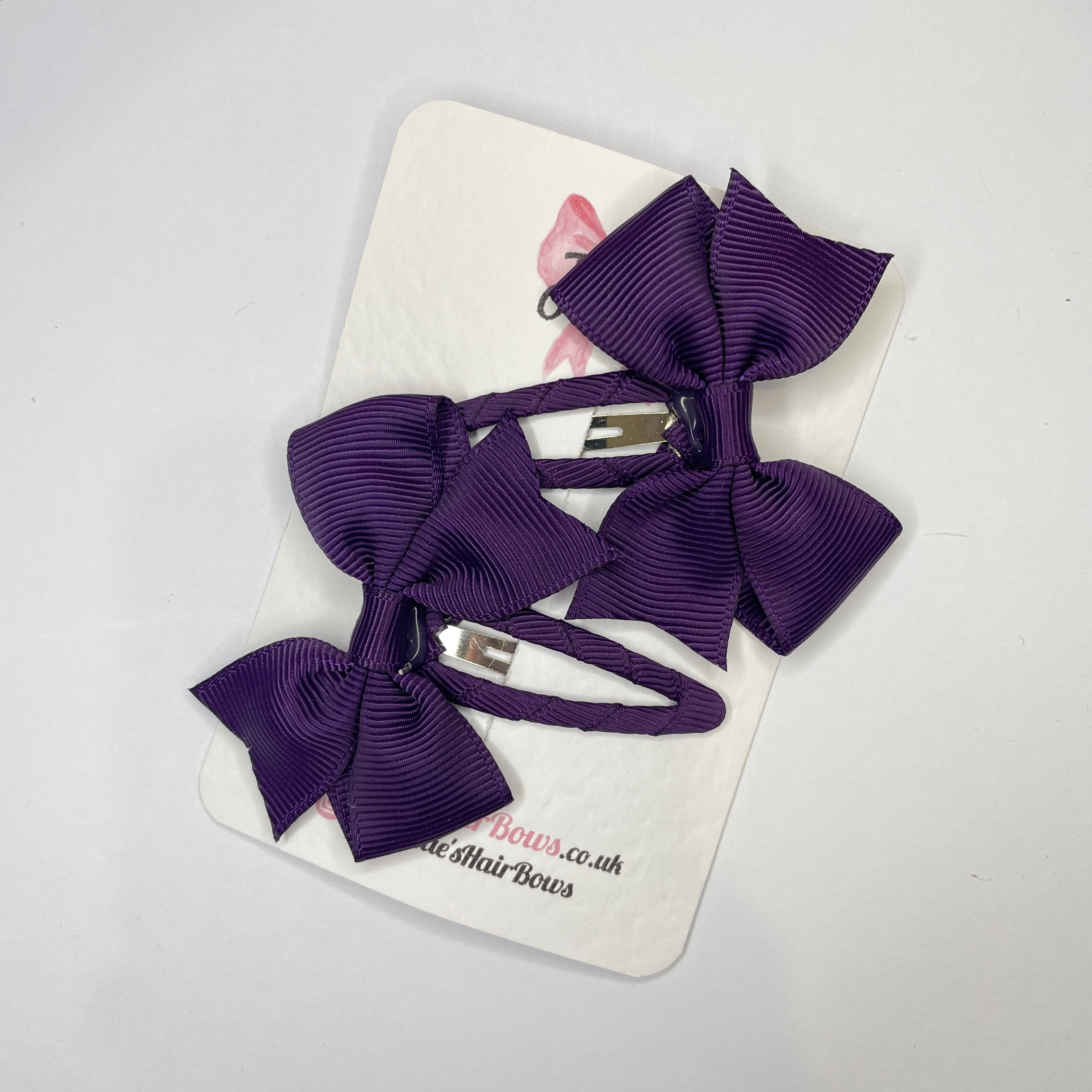 2.5" Plum Bow Snap Clips – Grosgrain Ribbon Hair Clips for Girls (Set of 2)