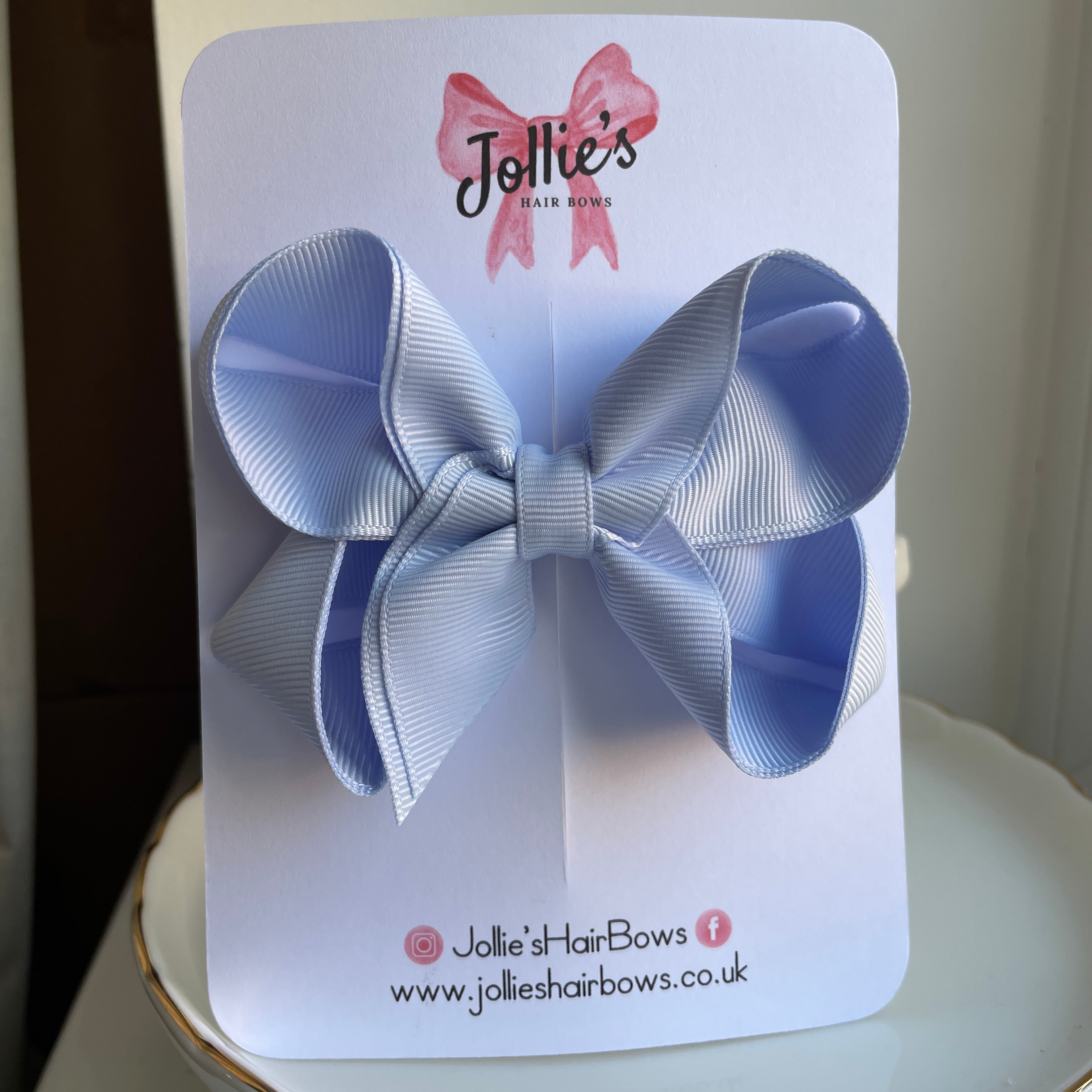 4" Bluebell Double Layer Hair Bow – Grosgrain Ribbon with Lined Alligator Clip