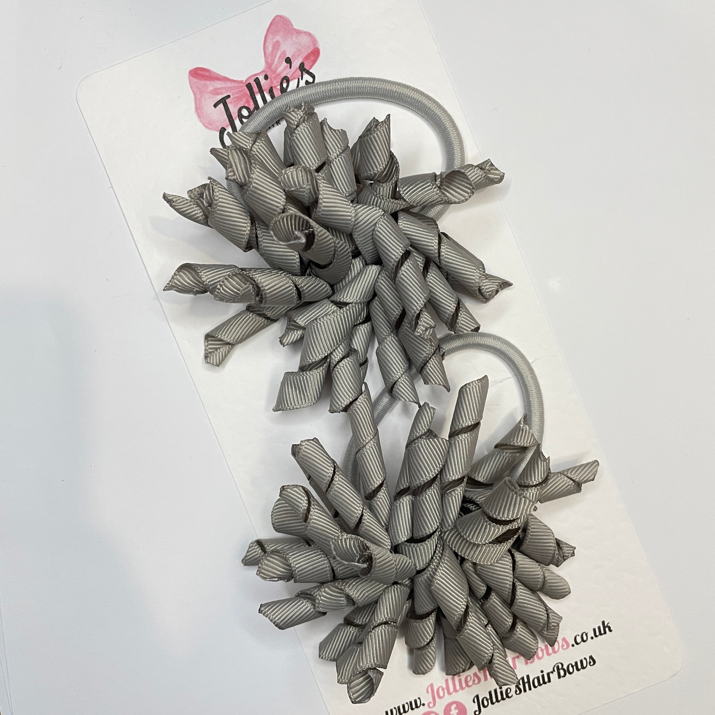 3.5" Silver Corker Hair Bows (Set with Thick Elastic Bobbles) – Grosgrain Ribbon