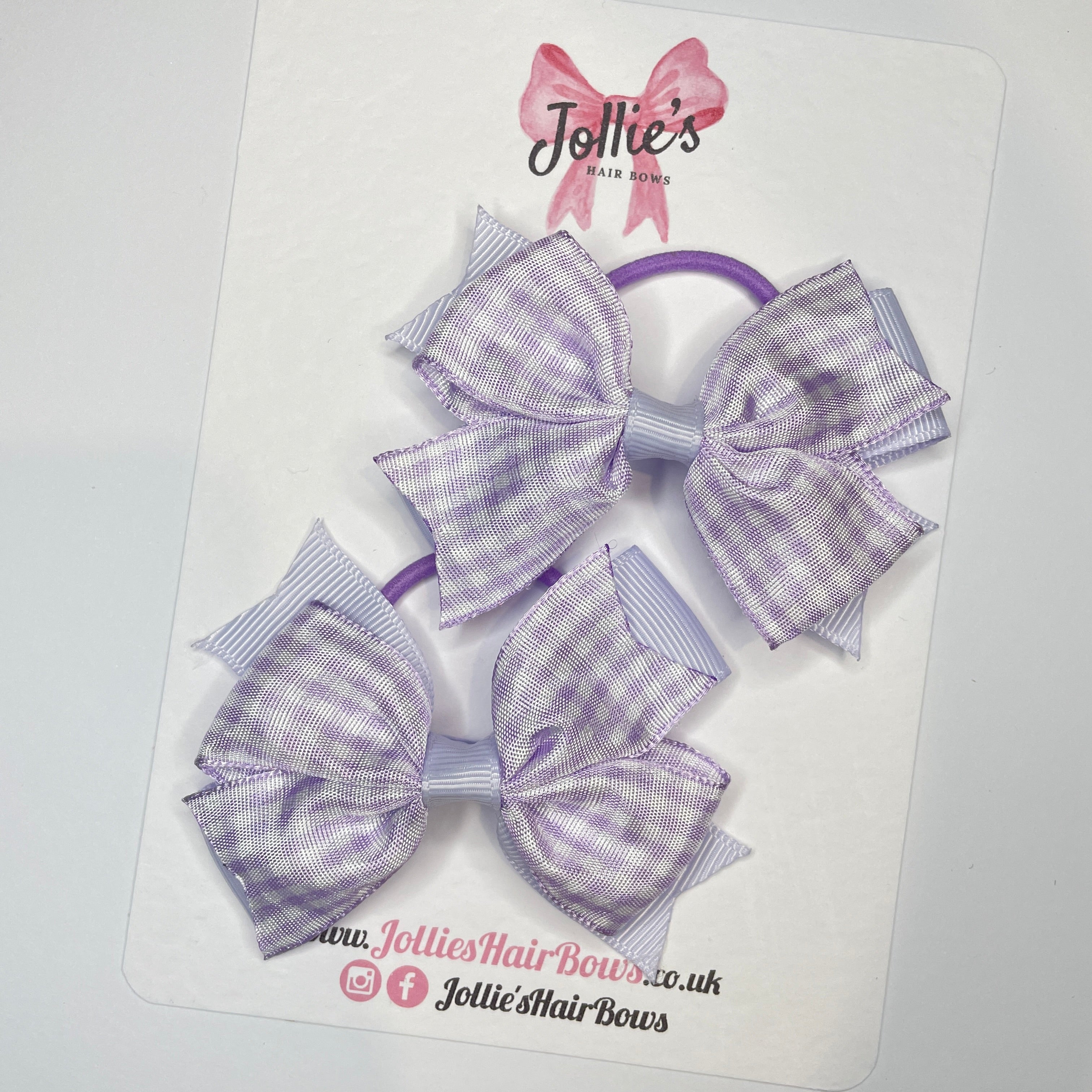 3" Double Layer Bow with Thin Elastic (Pair) – Lilac Gingham