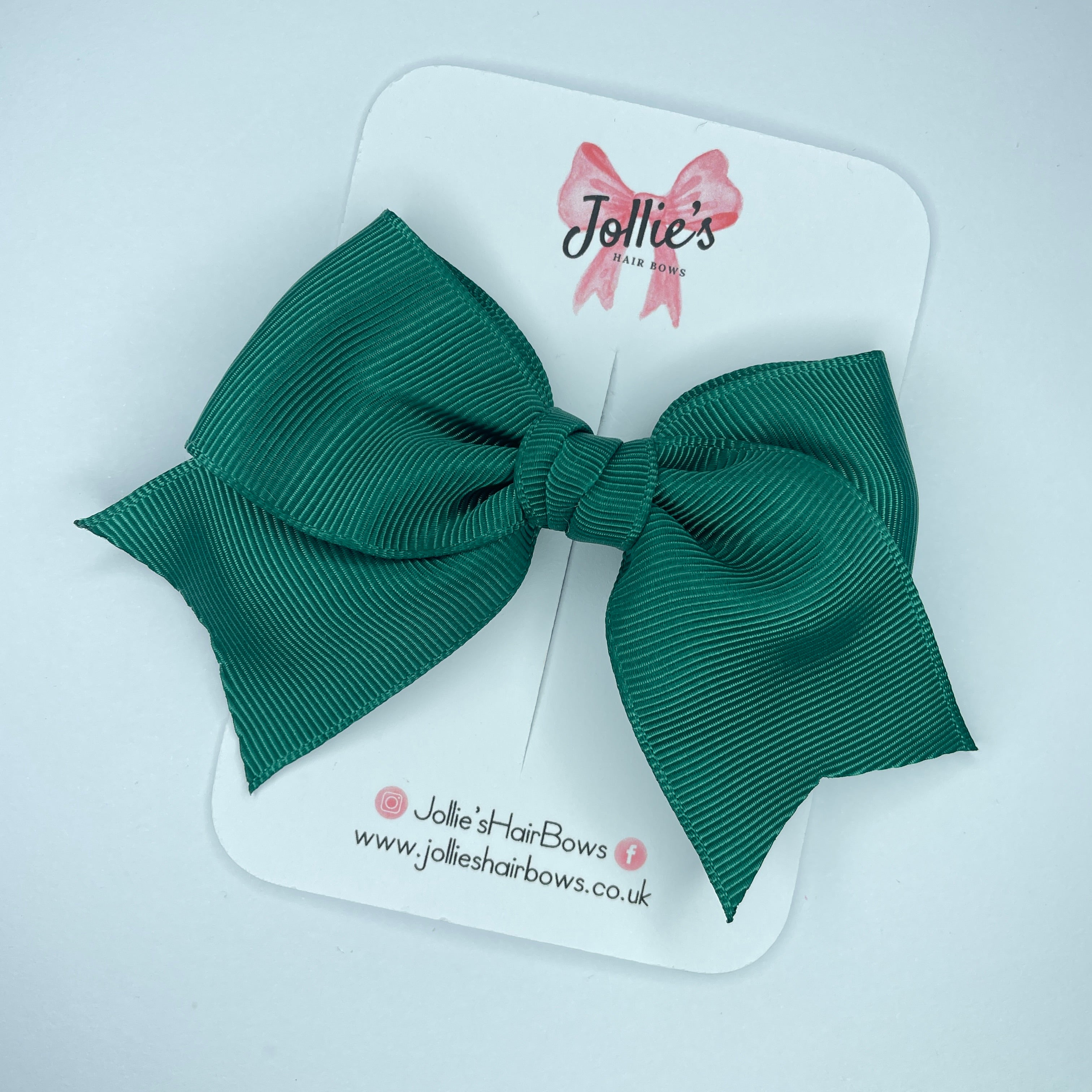 4" Hunter Green Classic Hair Bow – Grosgrain Ribbon with Lined Alligator Clip