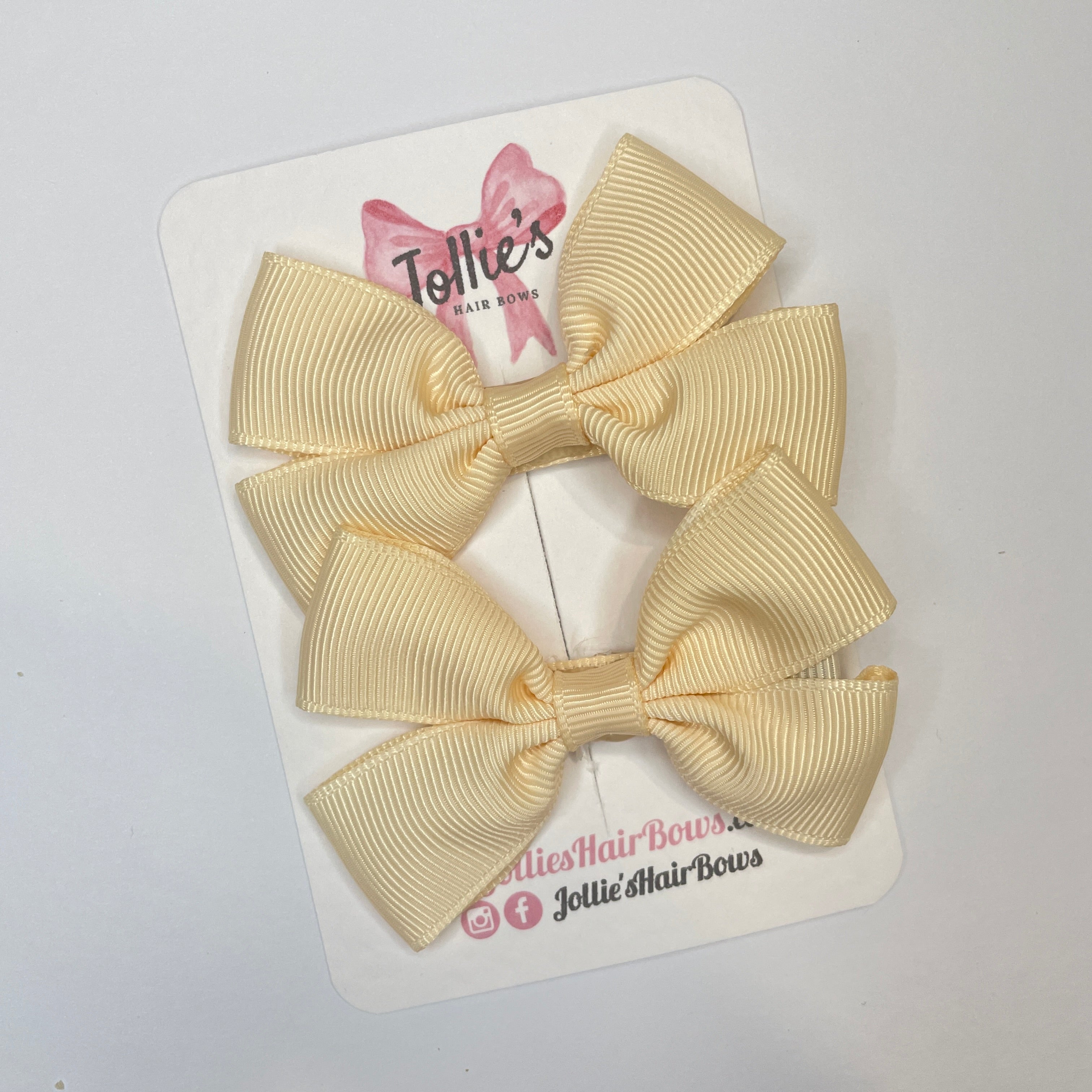 2.5" Nude Classic Hair Bows (Pair) – Grosgrain Ribbon with Lined Alligator Clips