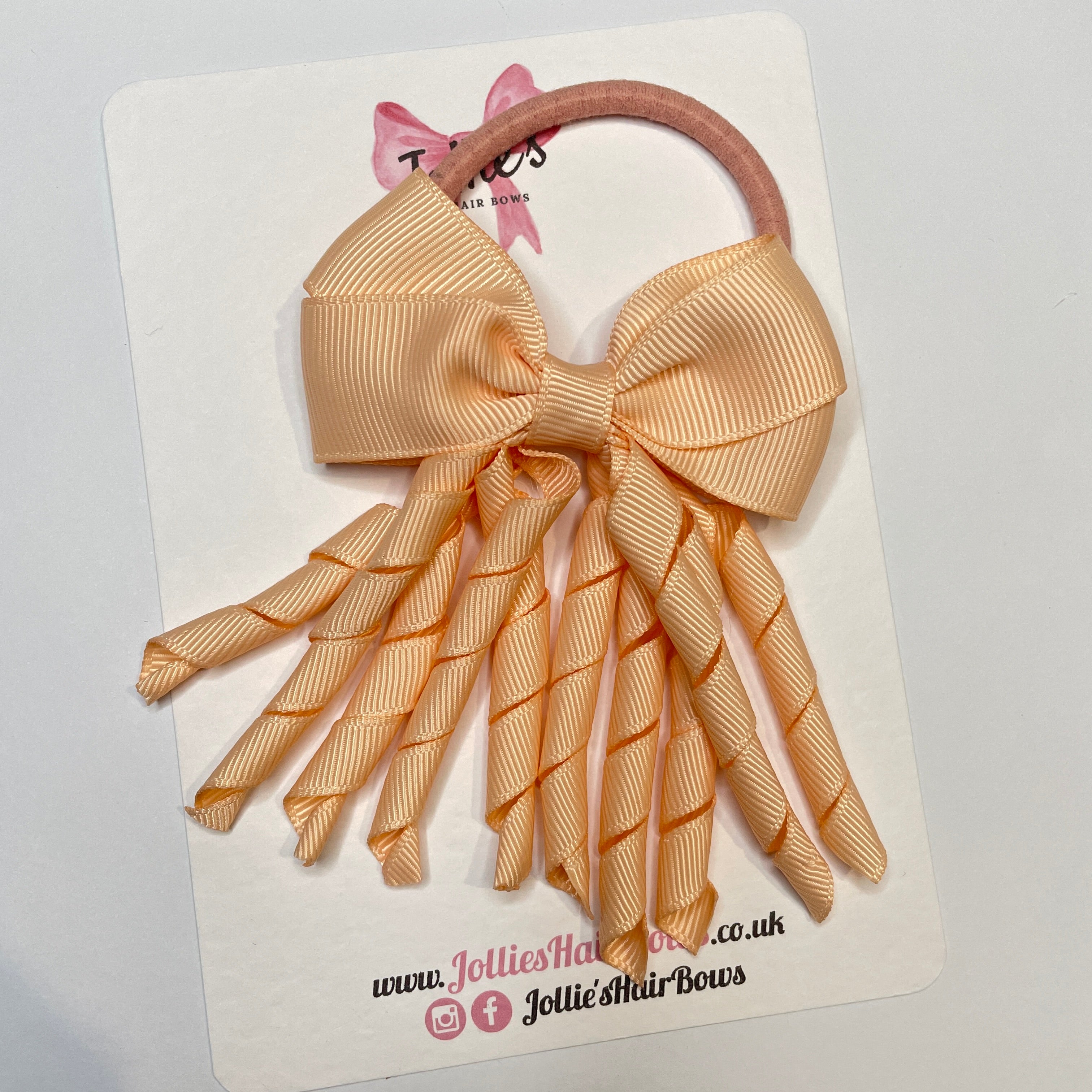 3" Petal Peach Corker Hair Bow – Grosgrain Ribbon with Thick Elastic Bobble