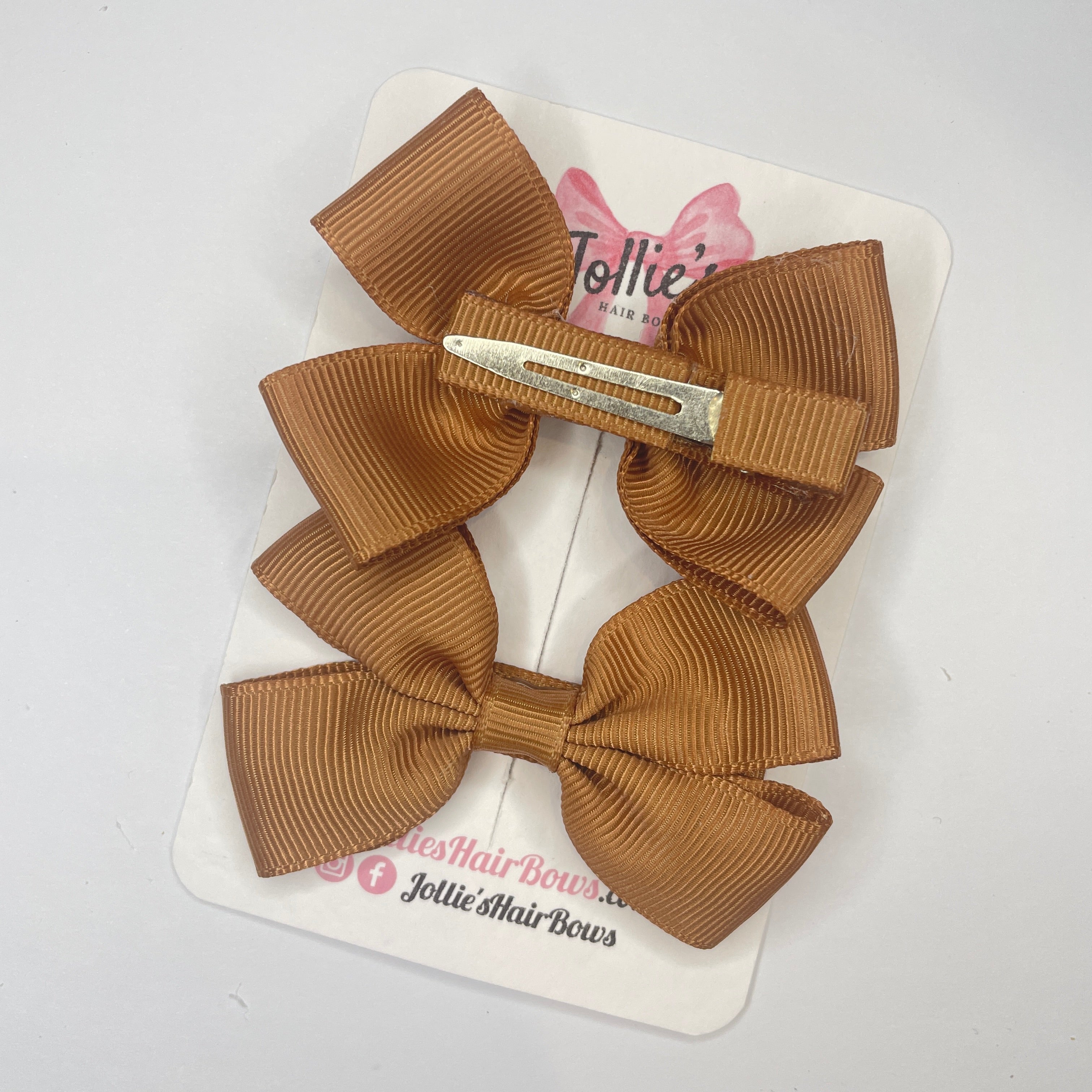 2.5" Chipmunk Classic Hair Bows (Pair) – Grosgrain Ribbon with Lined Alligator Clips