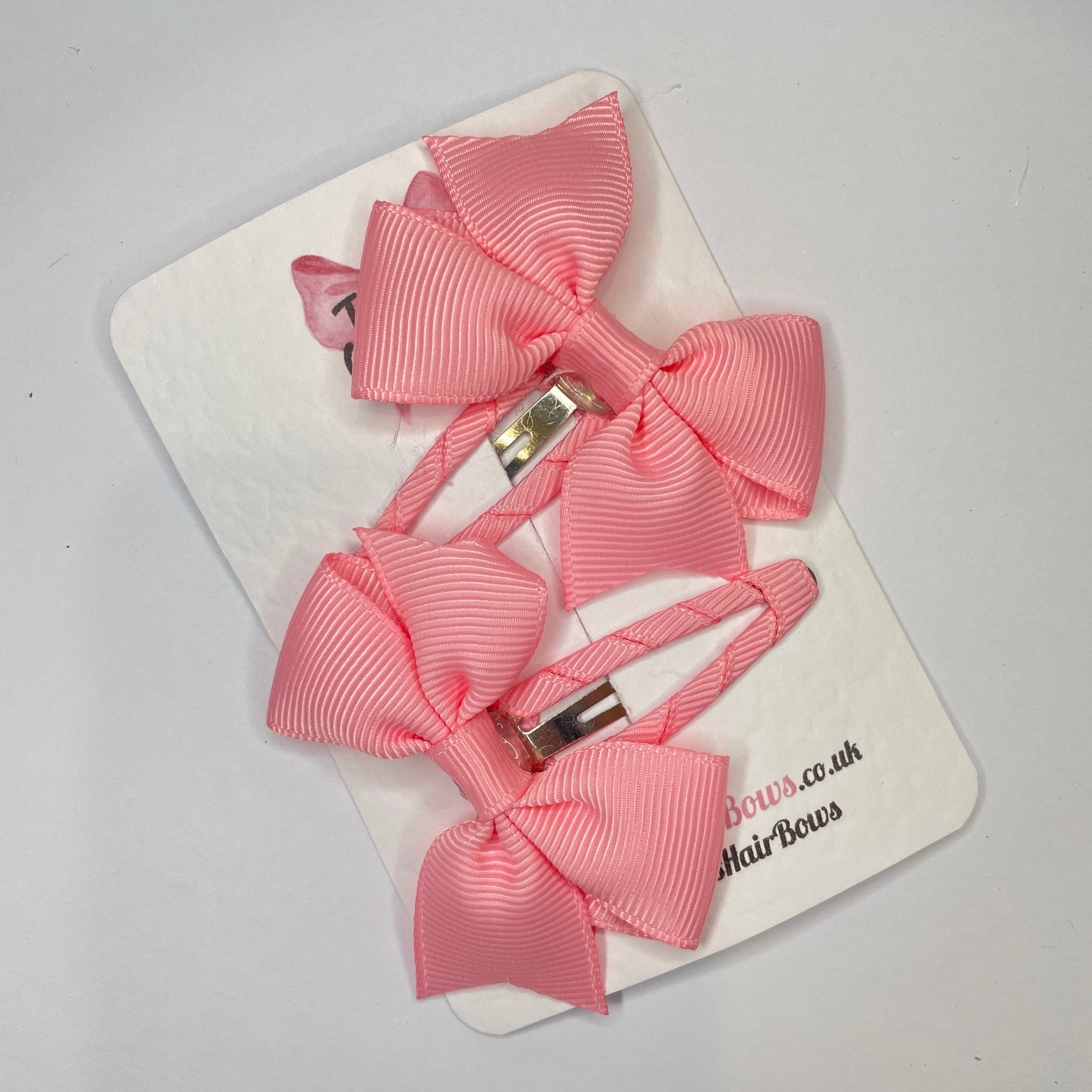 2.5" Pink Bow Snap Clips β Grosgrain Ribbon Hair Clips for Girls (Set of 2)