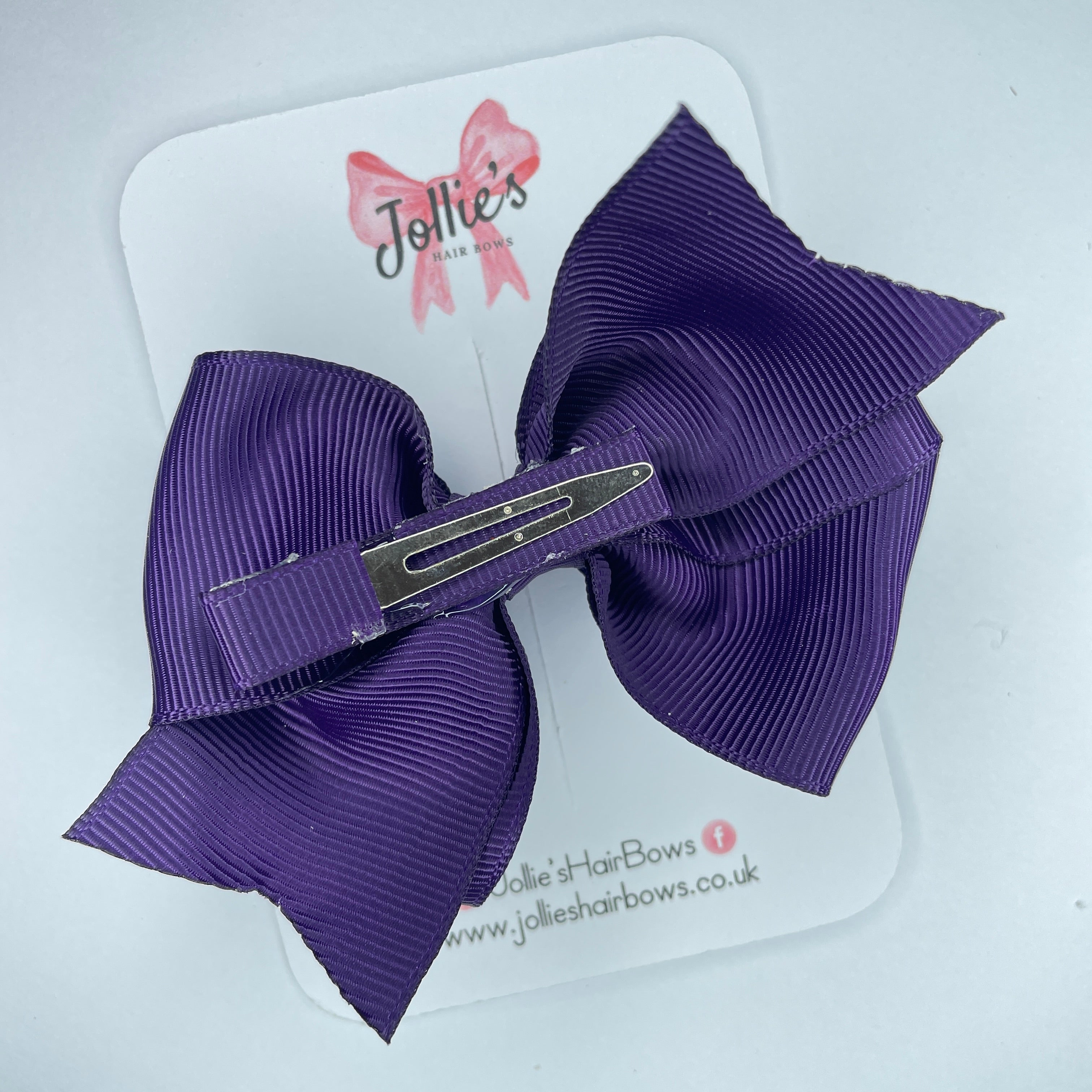 4" Plum Triple Layer Hair Bow – Grosgrain Ribbon with Lined Alligator Clip