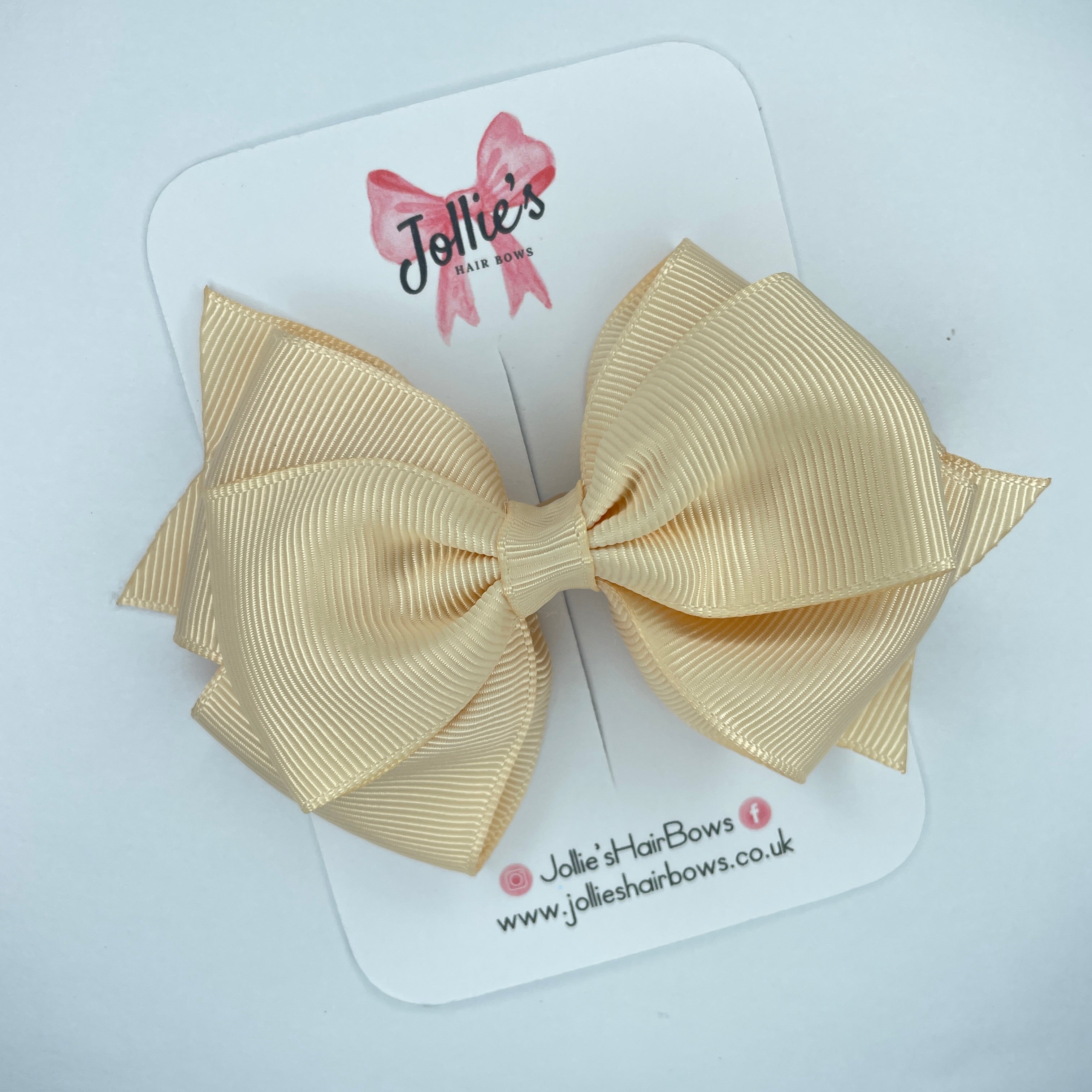 4" Nude Triple Layer Hair Bow – Grosgrain Ribbon with Lined Alligator Clip