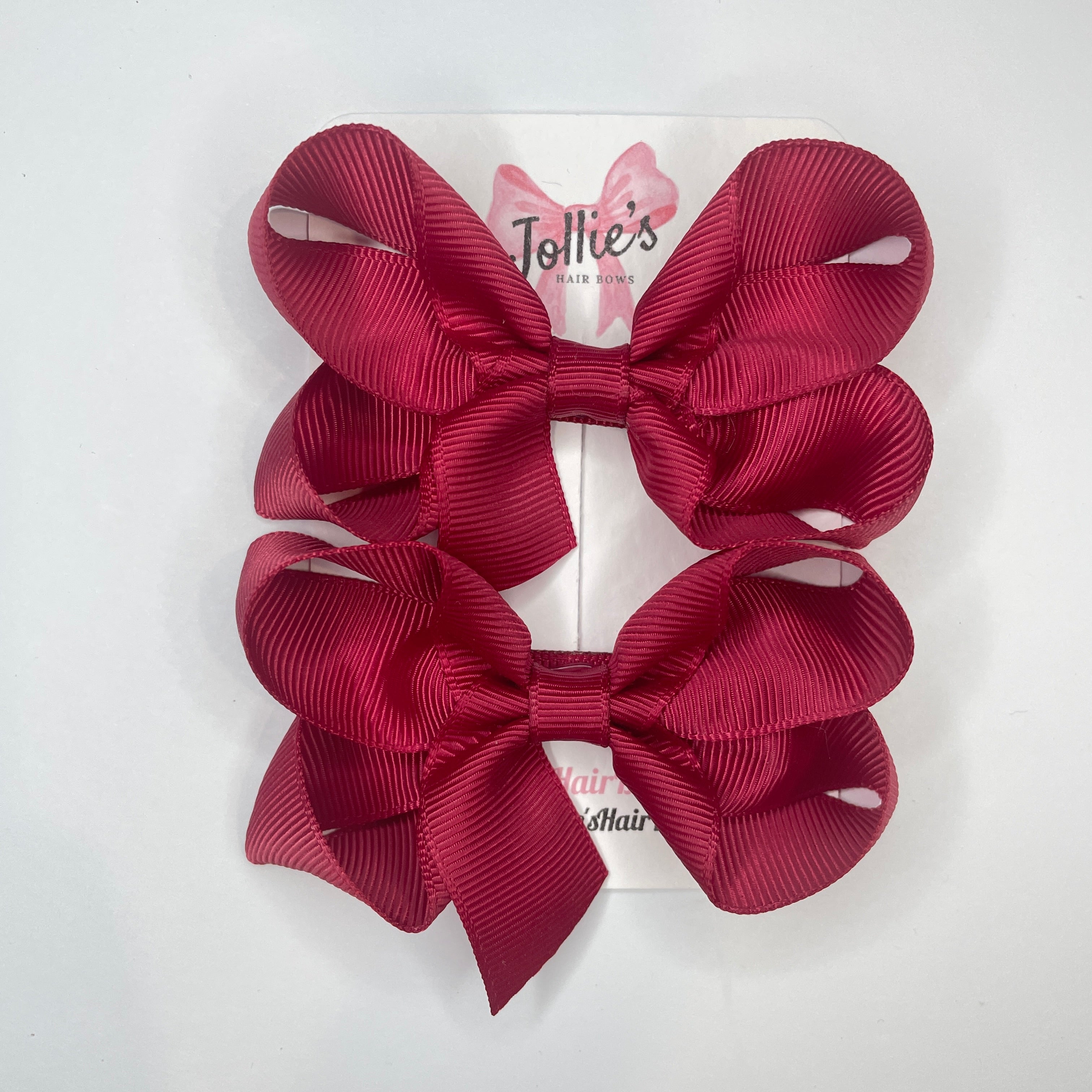 3" Beauty Twisted Hair Bow Pair – Grosgrain Ribbon Clips for Girls