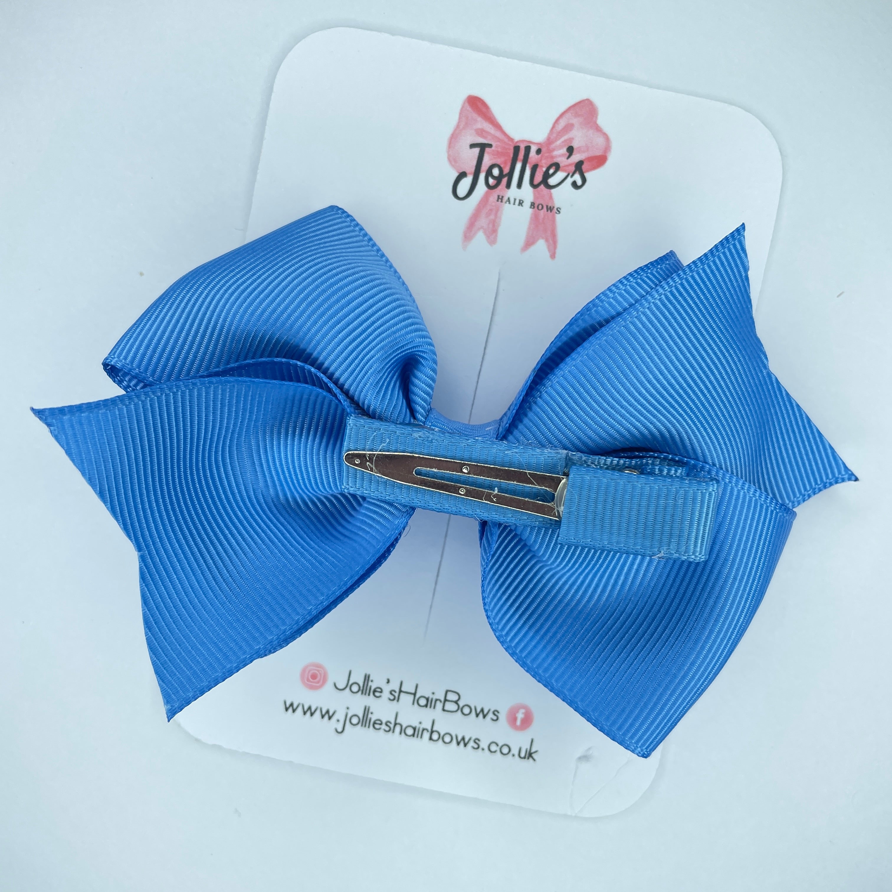 4" Porcelain Blue Triple Layer Hair Bow – Grosgrain Ribbon with Lined Alligator Clip