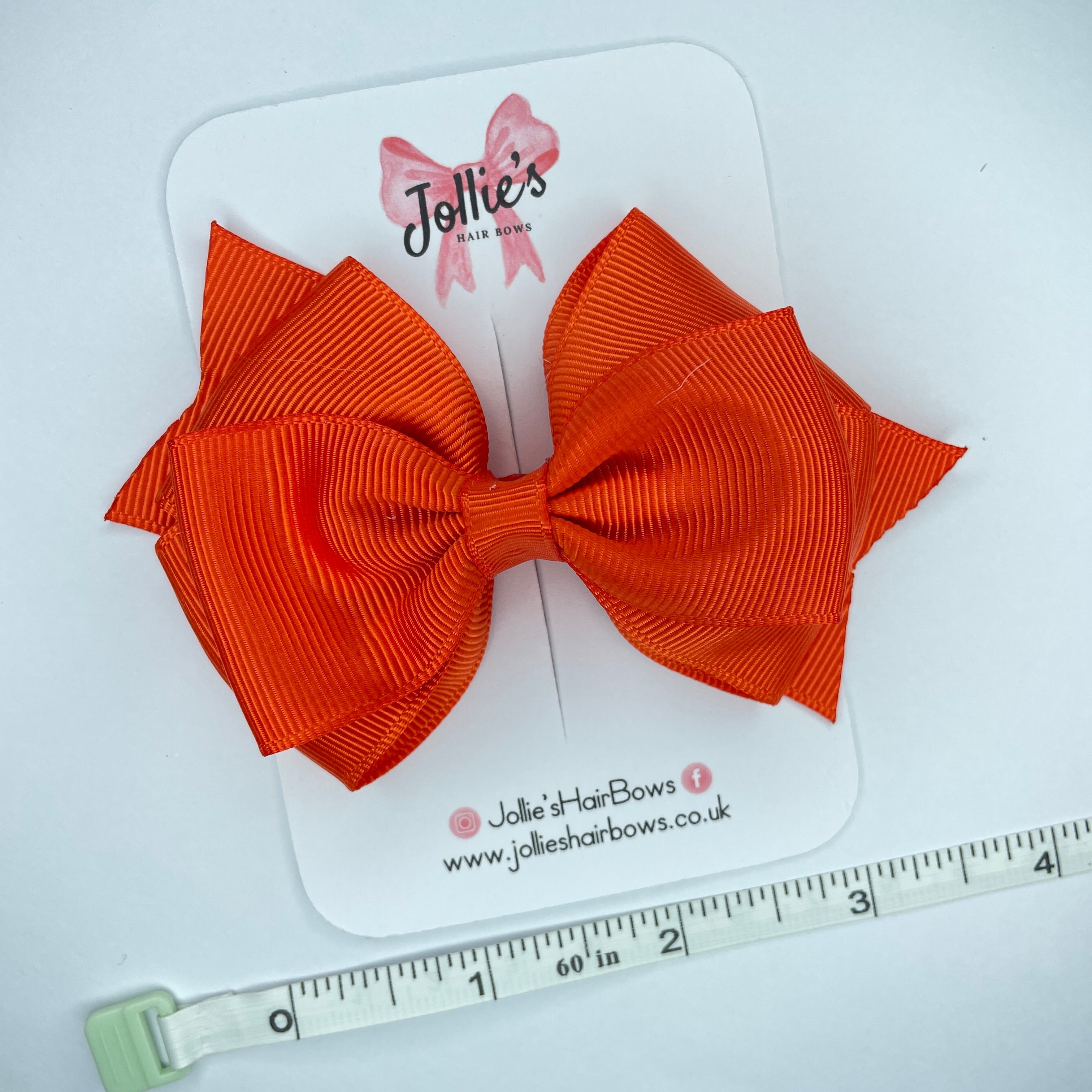4" Autumn Orange Triple Layer Hair Bow – Grosgrain Ribbon with Lined Alligator Clip