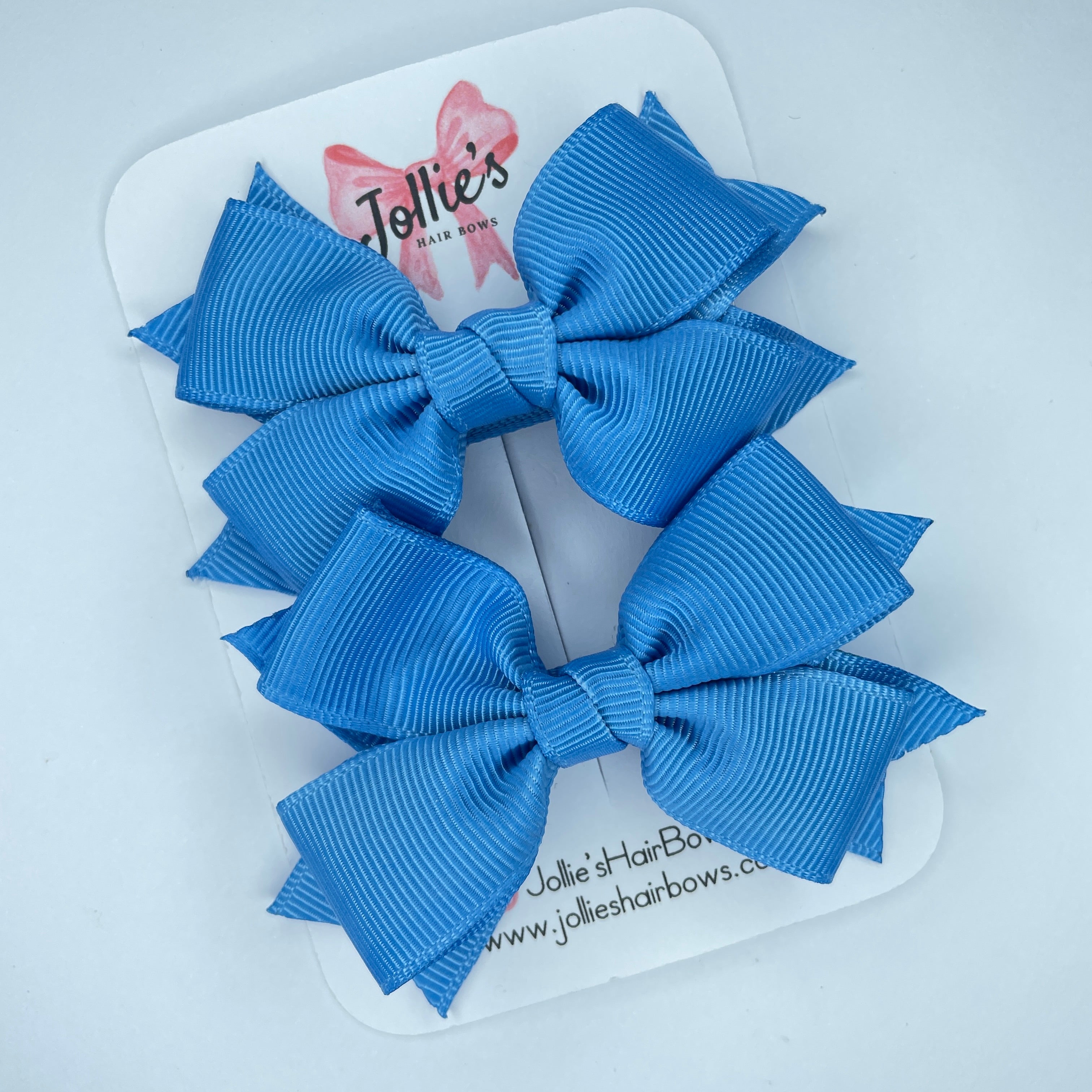 3" Porcelain Blue Layered Hair Bows (Pair) – Grosgrain with Alligator Clip