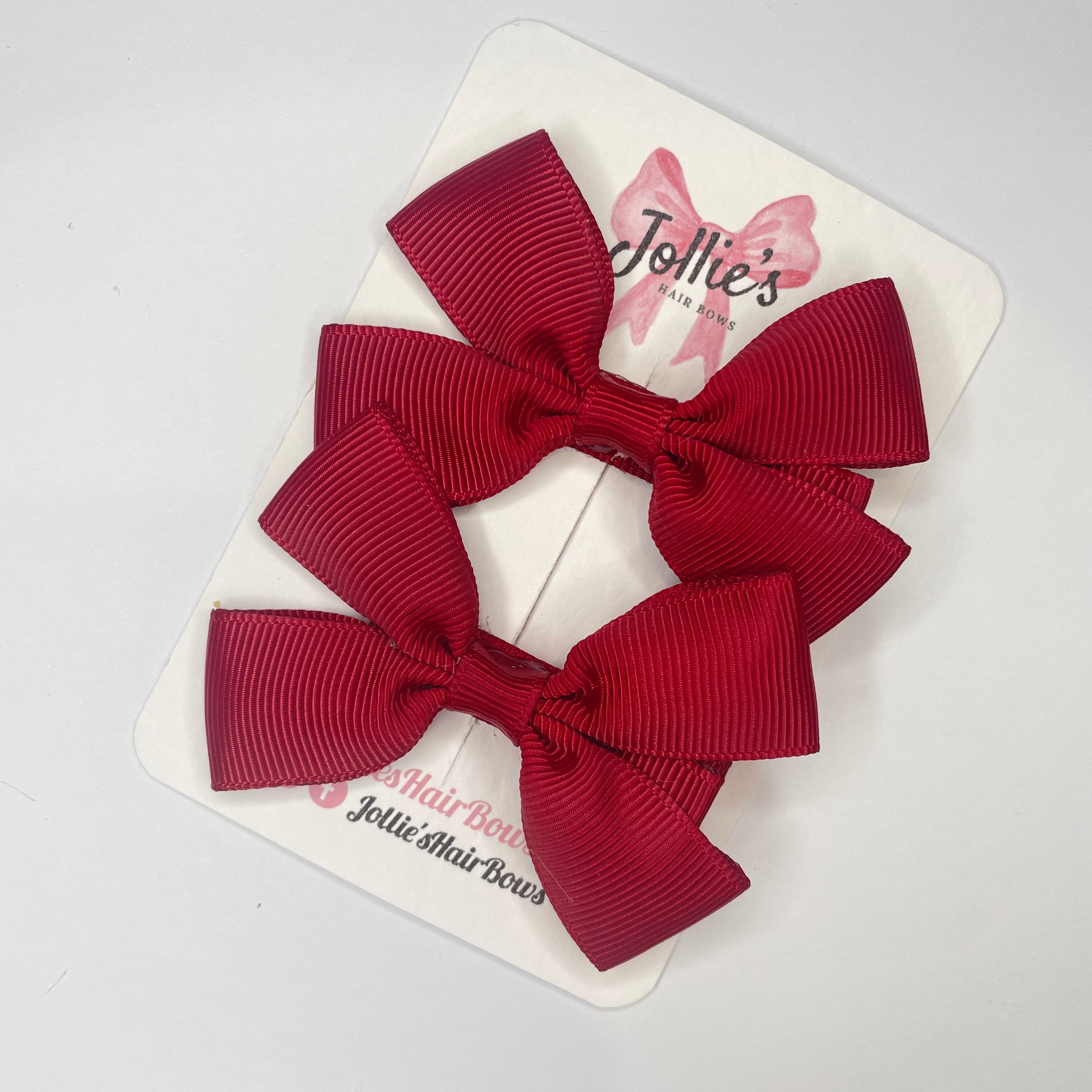 2.5" Scarlet Red Classic Hair Bows (Pair) – Grosgrain Ribbon with Lined Alligator Clips