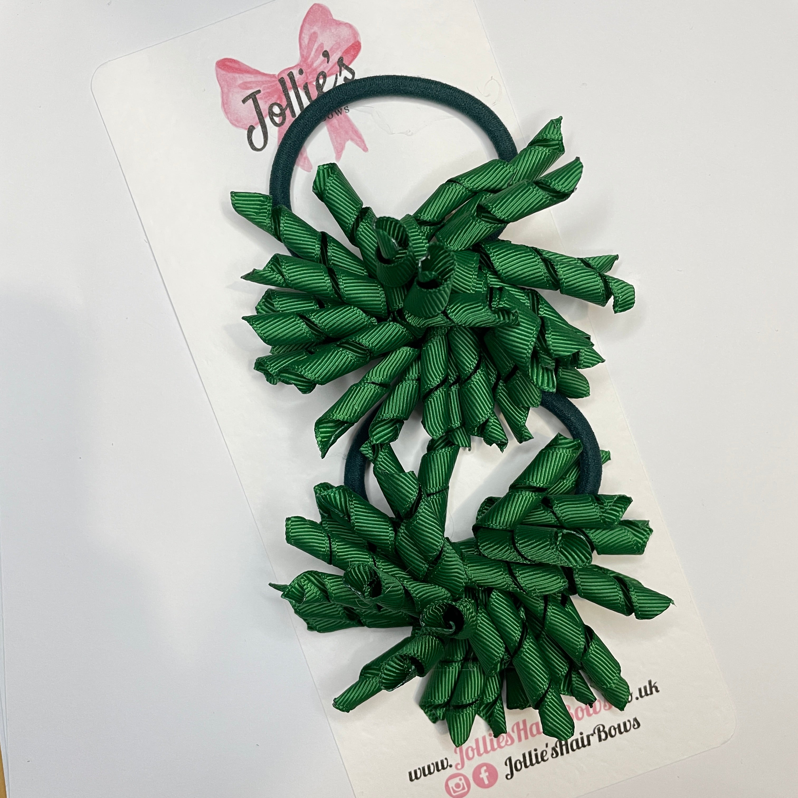 3.5" Forest Green Corker Hair Bows (Set with Thick Elastic Bobbles) – Grosgrain Ribbon