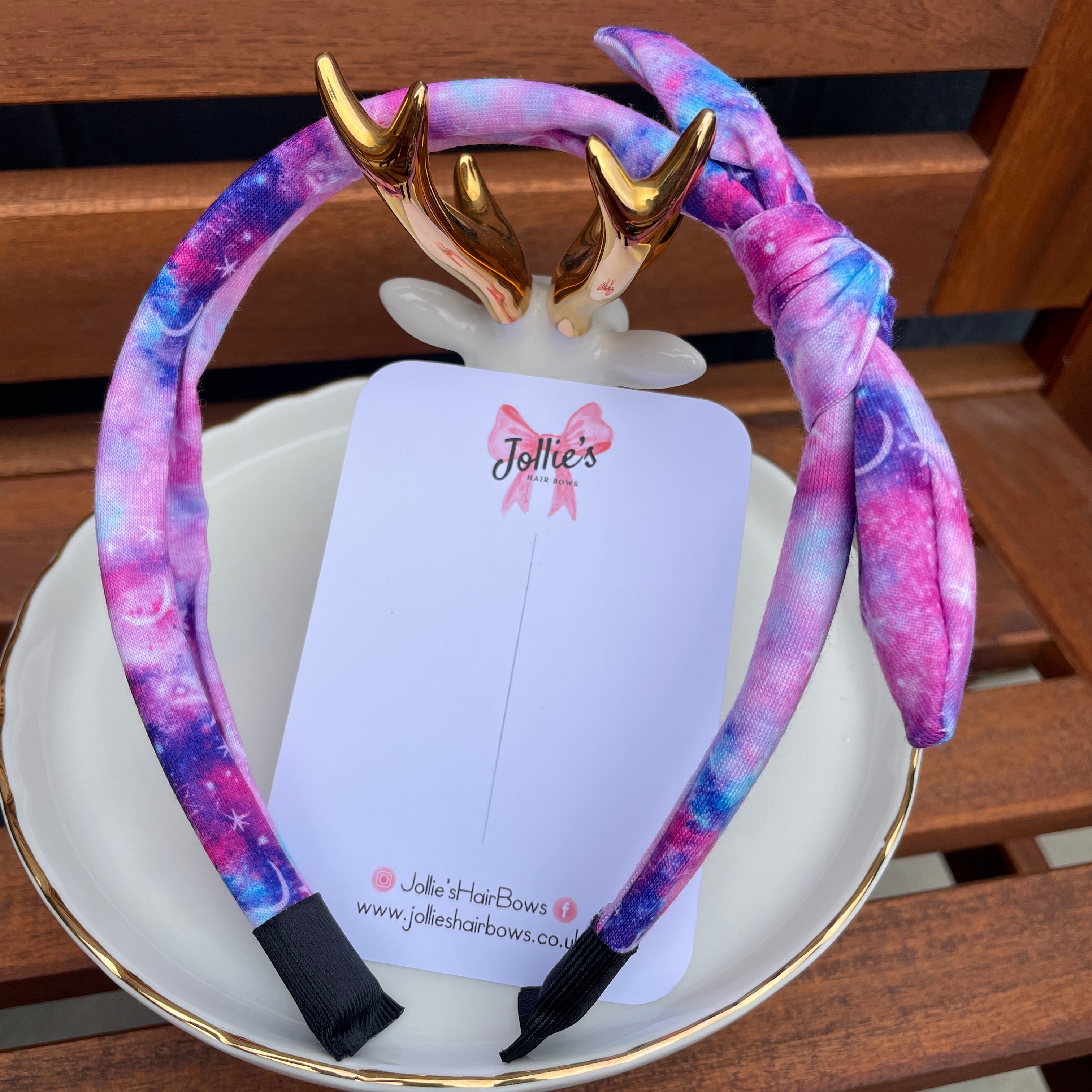 Bunny Ear Headband – Galaxy Print Fabric Knot