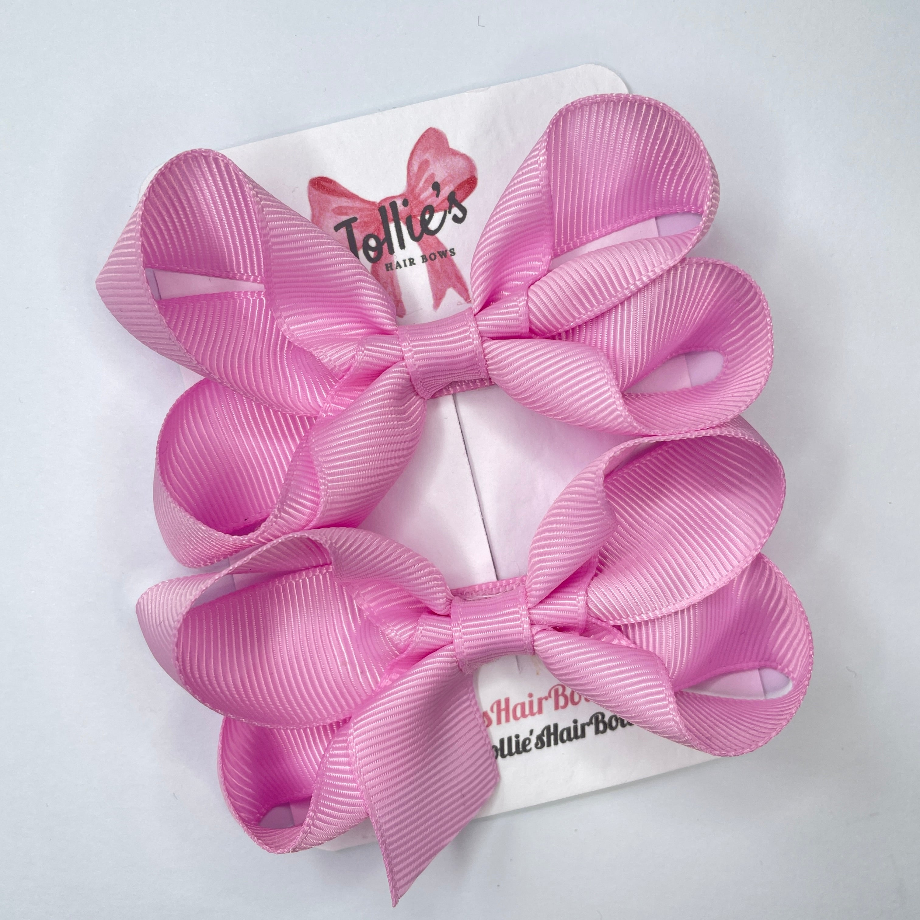3" Tulip Twisted Hair Bow Pair – Grosgrain Ribbon Clips for Girls