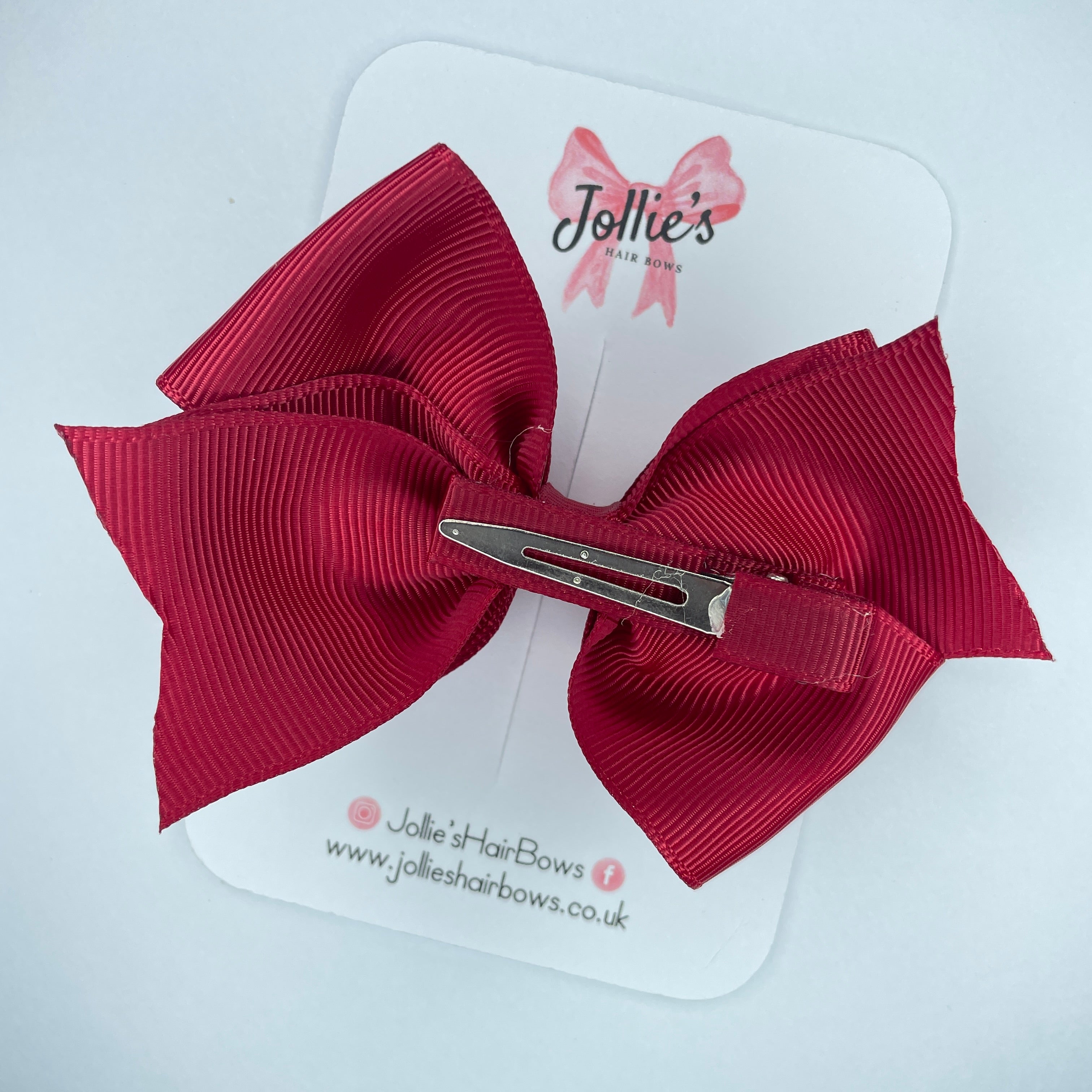 4" Scarlet Red Triple Layer Hair Bow β Grosgrain Ribbon with Lined Alligator Clip