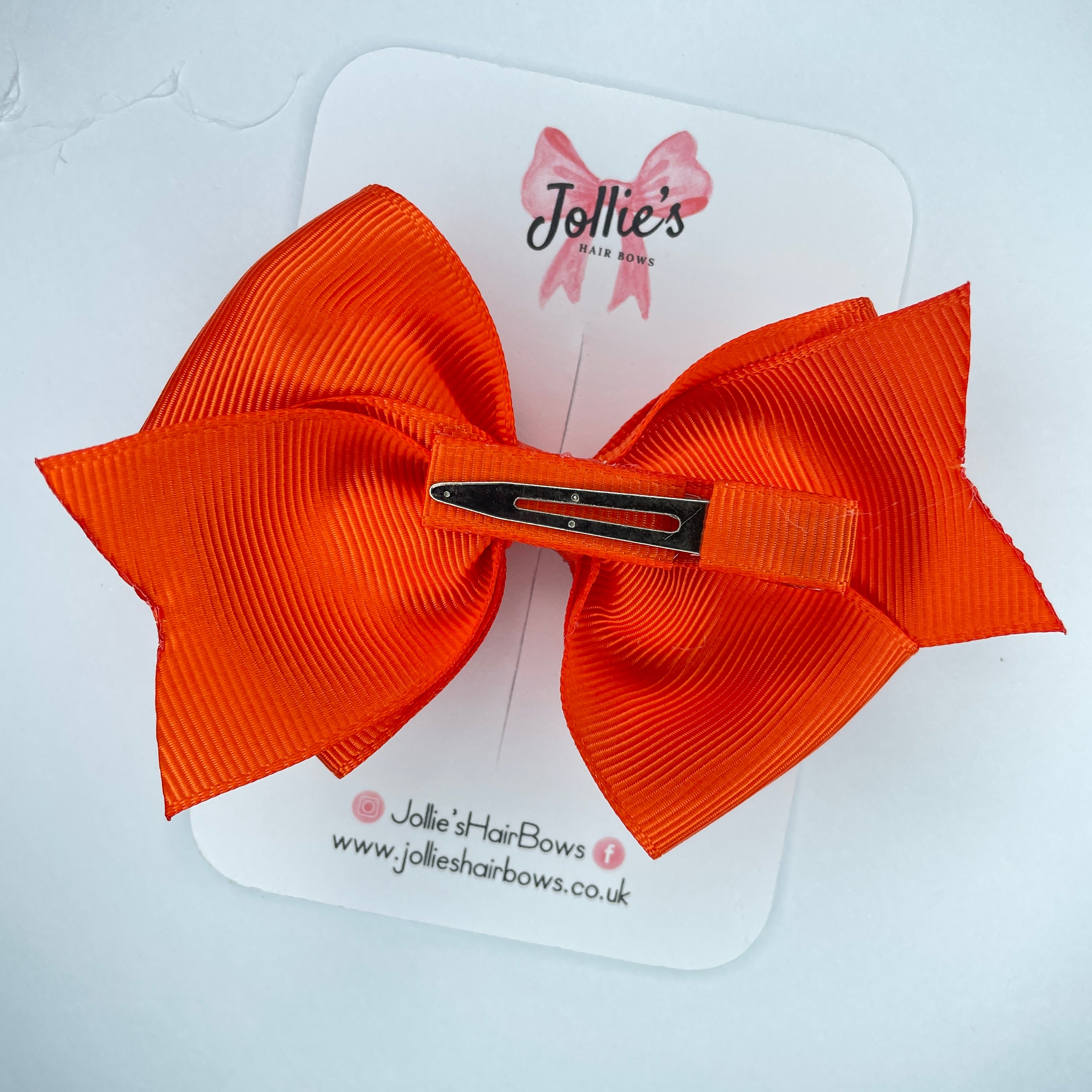 4" Autumn Orange Triple Layer Hair Bow – Grosgrain Ribbon with Lined Alligator Clip