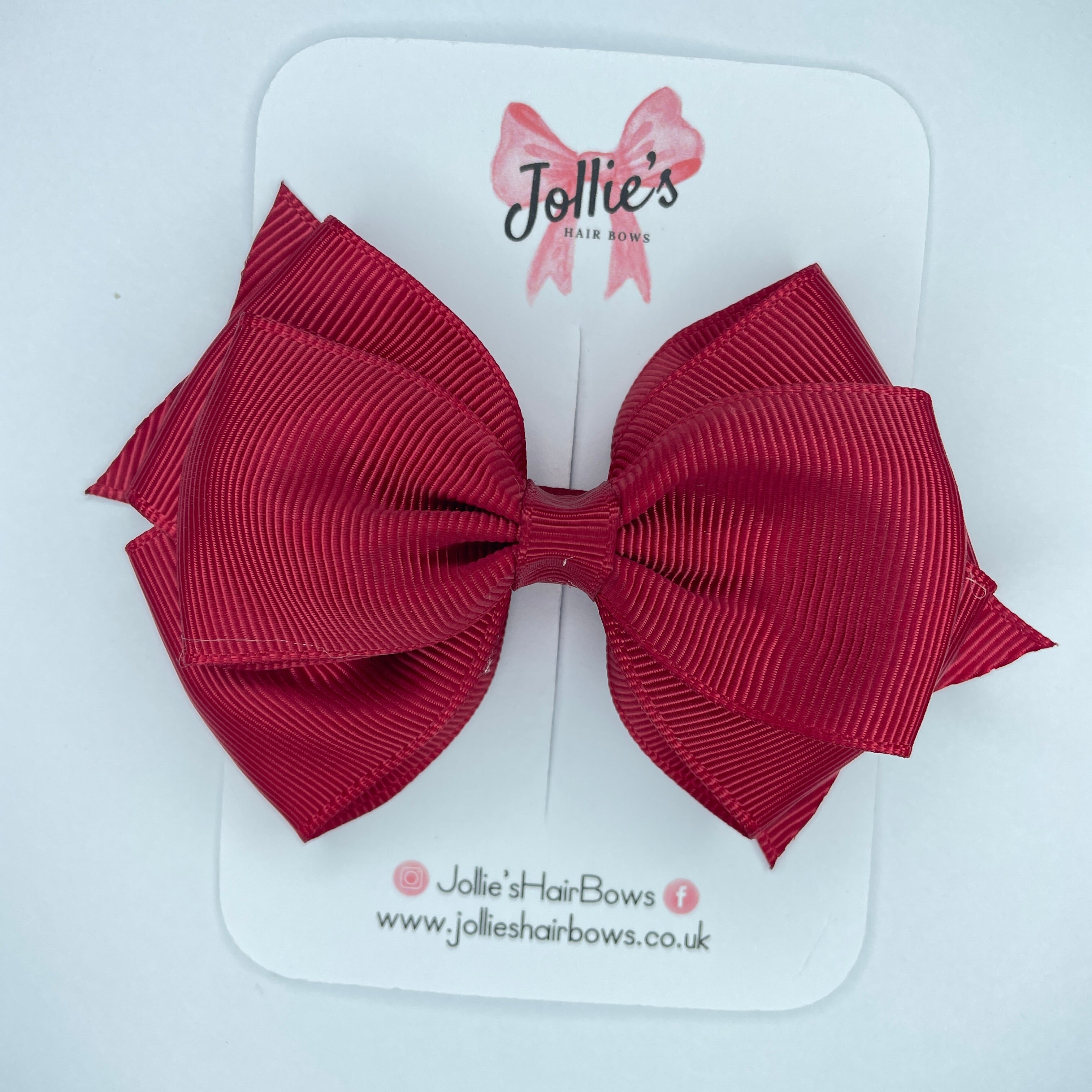 4" Scarlet Red Triple Layer Hair Bow β Grosgrain Ribbon with Lined Alligator Clip