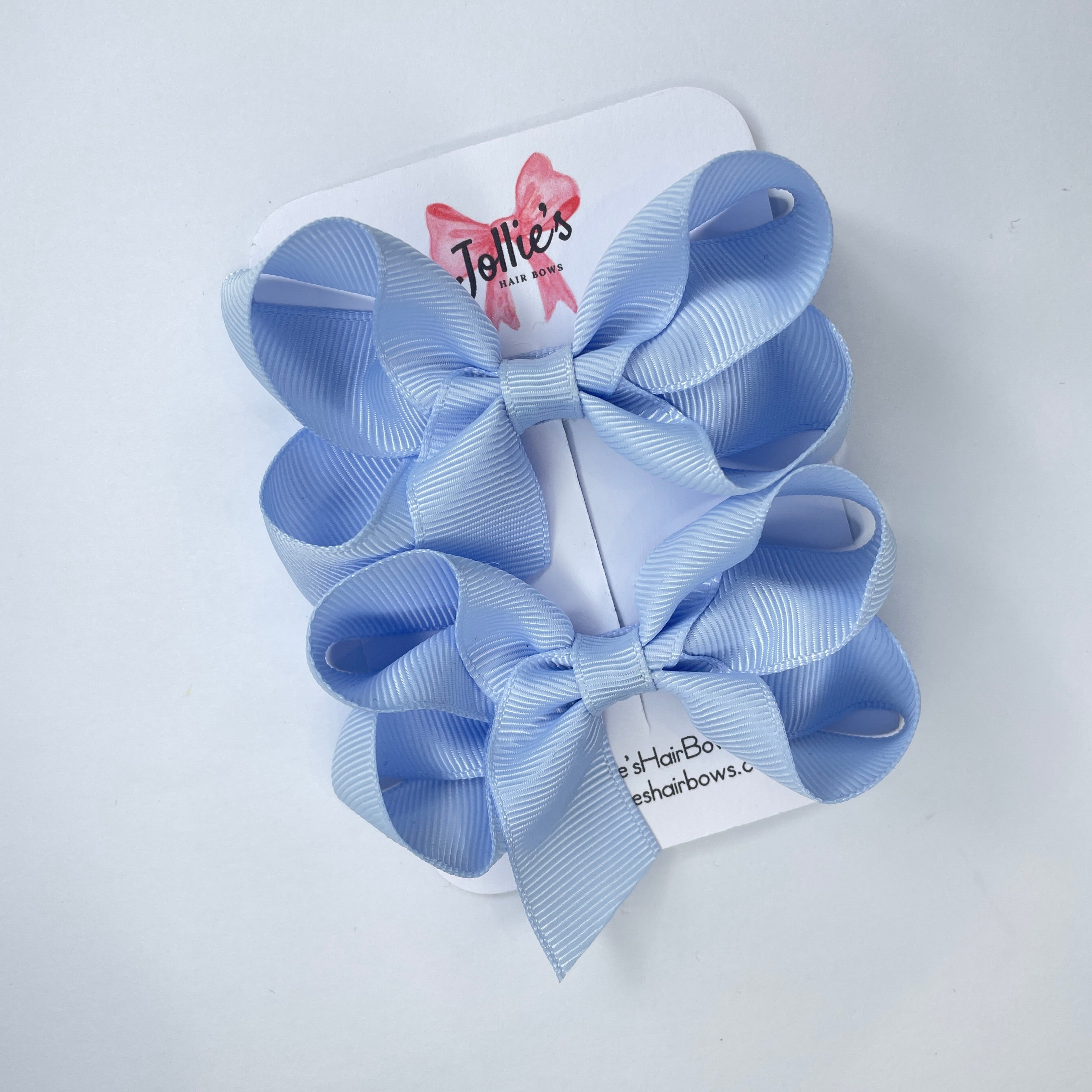 3" Bluebell Twisted Hair Bow Pair – Grosgrain Ribbon Clips for Girls