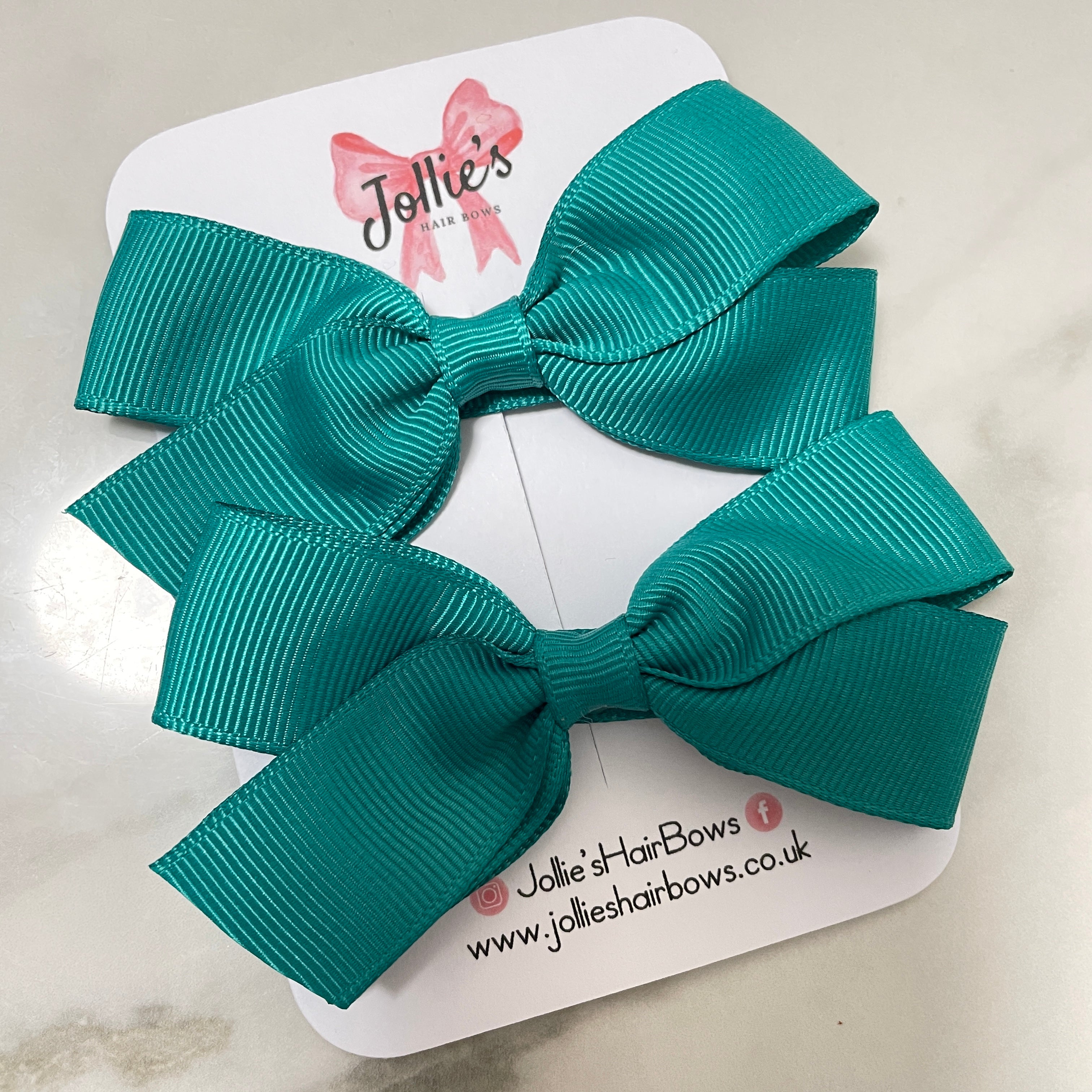 3.5" Mallard Hair Bows with Clip (Pair) – Grosgrain Ribbon with Lined Alligator Clip