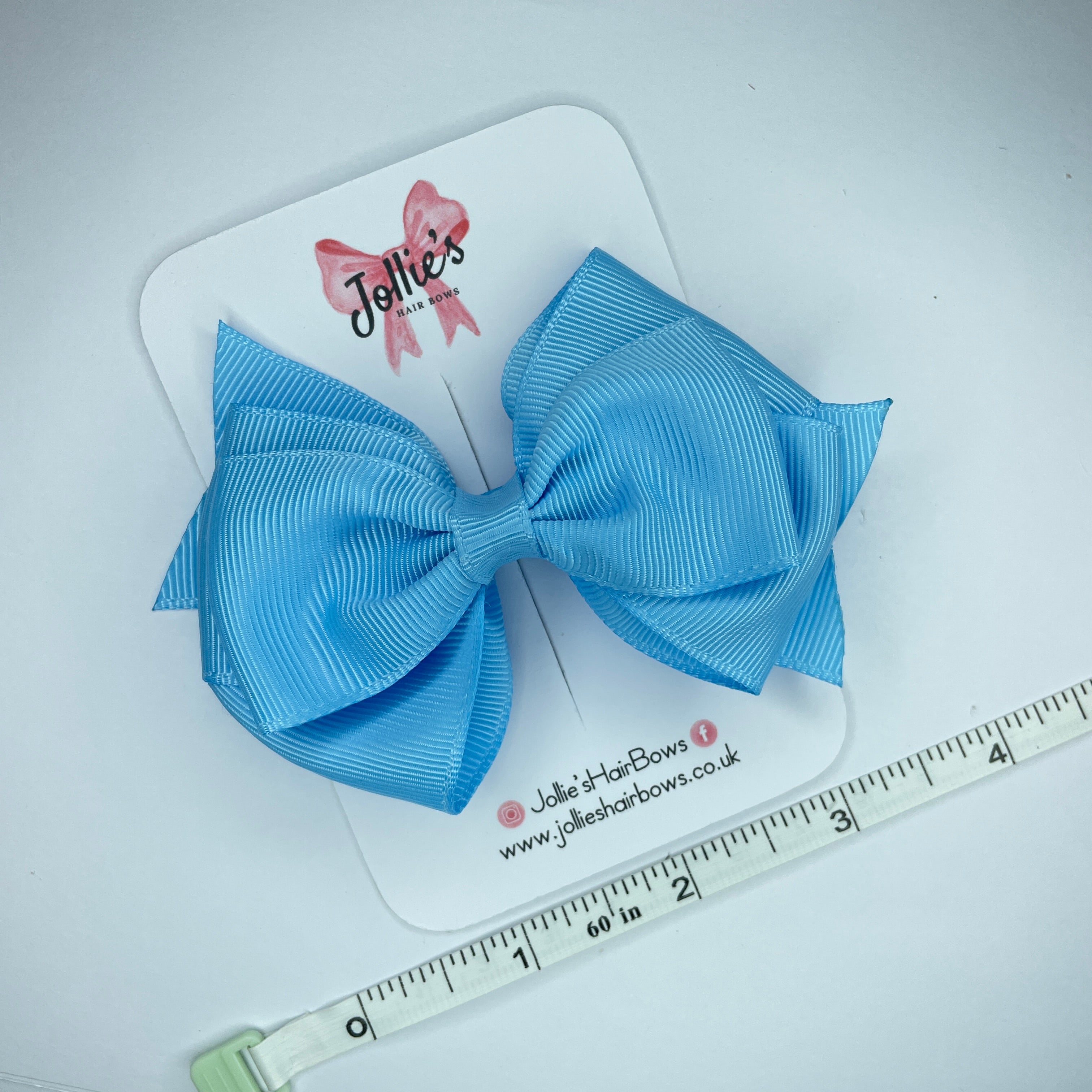 4" Blue Mist Triple Layer Hair Bow – Grosgrain Ribbon with Lined Alligator Clip
