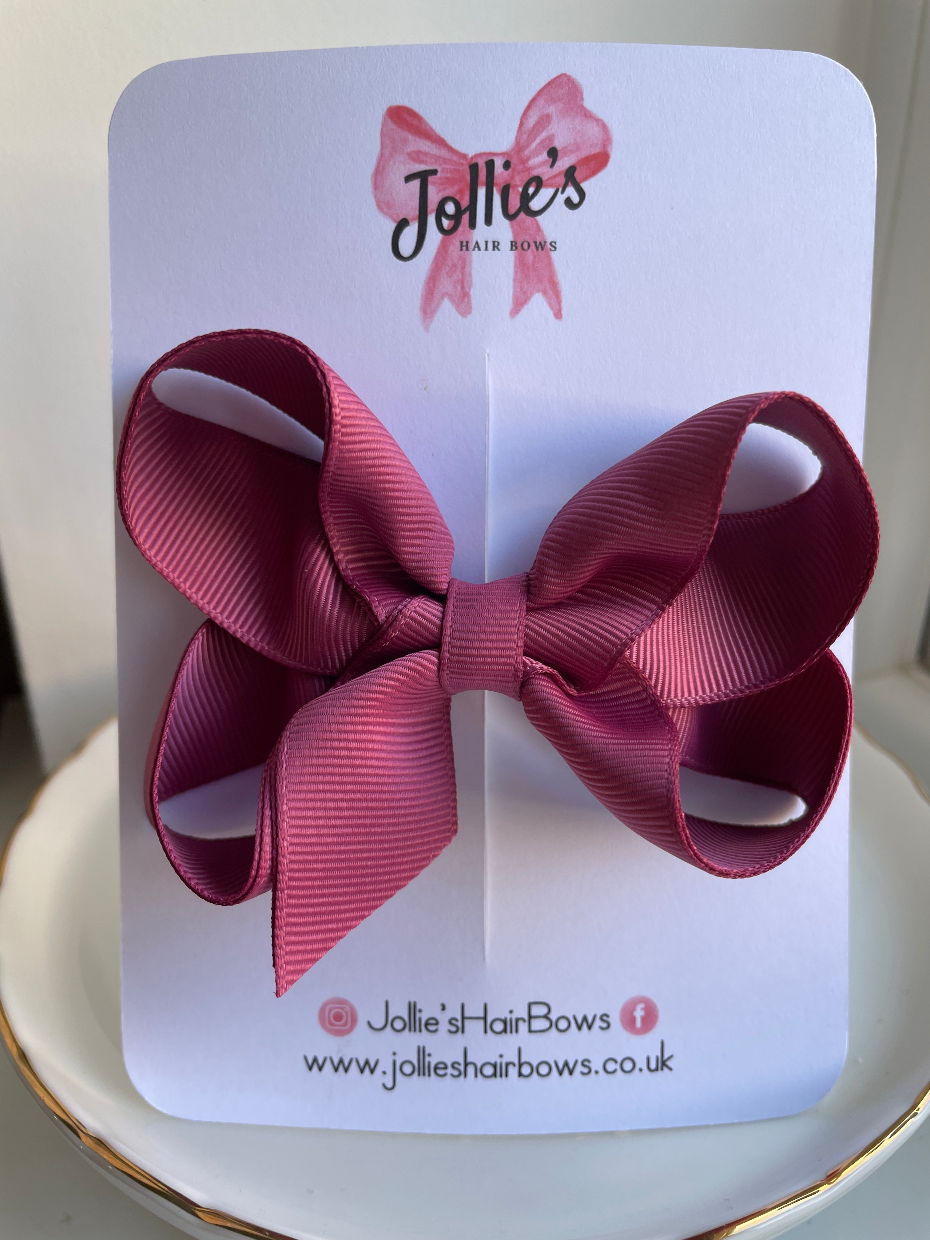 4" Victorian Rose Double Layer Hair Bow – Grosgrain Ribbon with Lined Alligator Clip