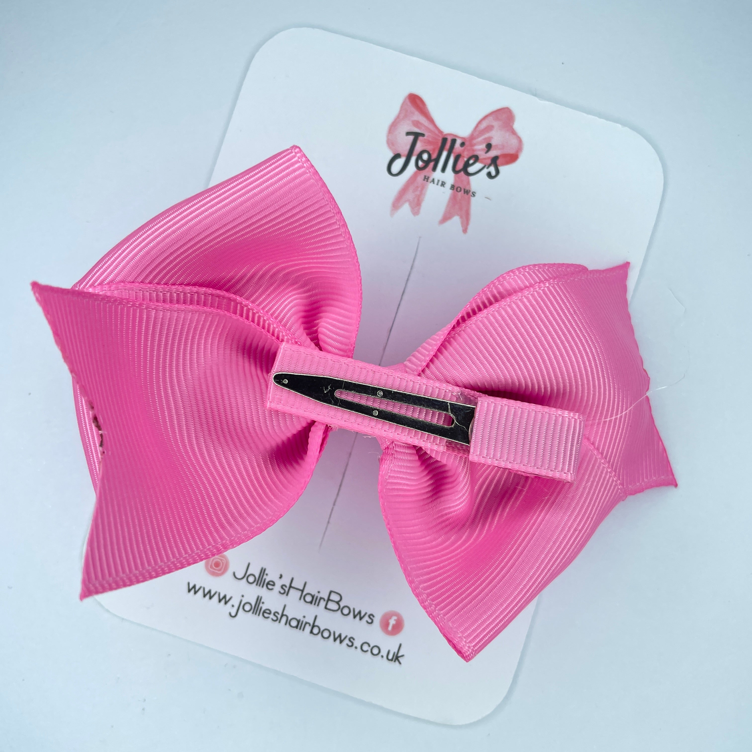 4" Geranium Pink Triple Layer Hair Bow – Grosgrain Ribbon with Lined Alligator Clip